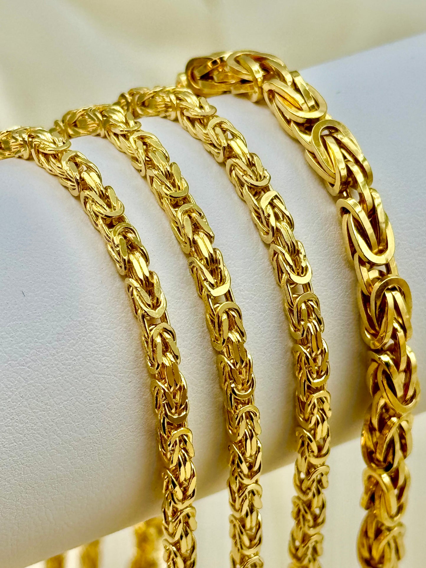 14K Solid Gold Byzantine Chain Necklace, 26", 24", 22", 3mm & 5mm Thickness - Real 14K Gold, For Him, For Her, Birthday Gift, Anniversary Gift.