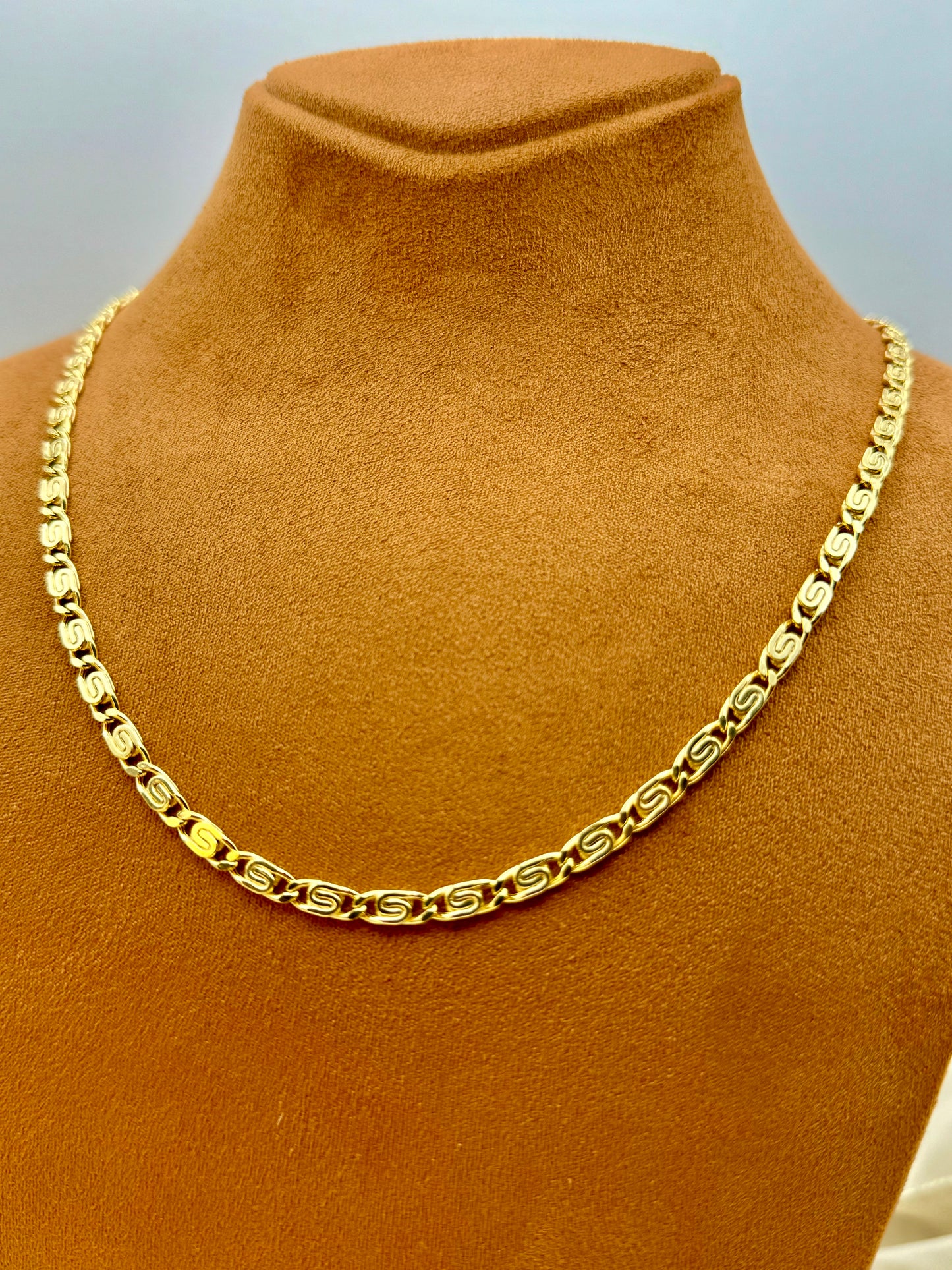 14k Gold Flat Anchor Chain Necklace, 4mm Mariner Chain, Real Gold, 14k Gold Mariner Necklace, Gift for Him & Her, Birthday Gift