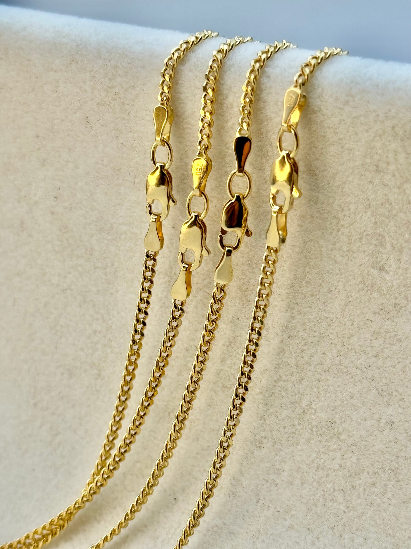 Collier chaîne gourmette en or 18 carats (2 mm et 1,5 mm)
