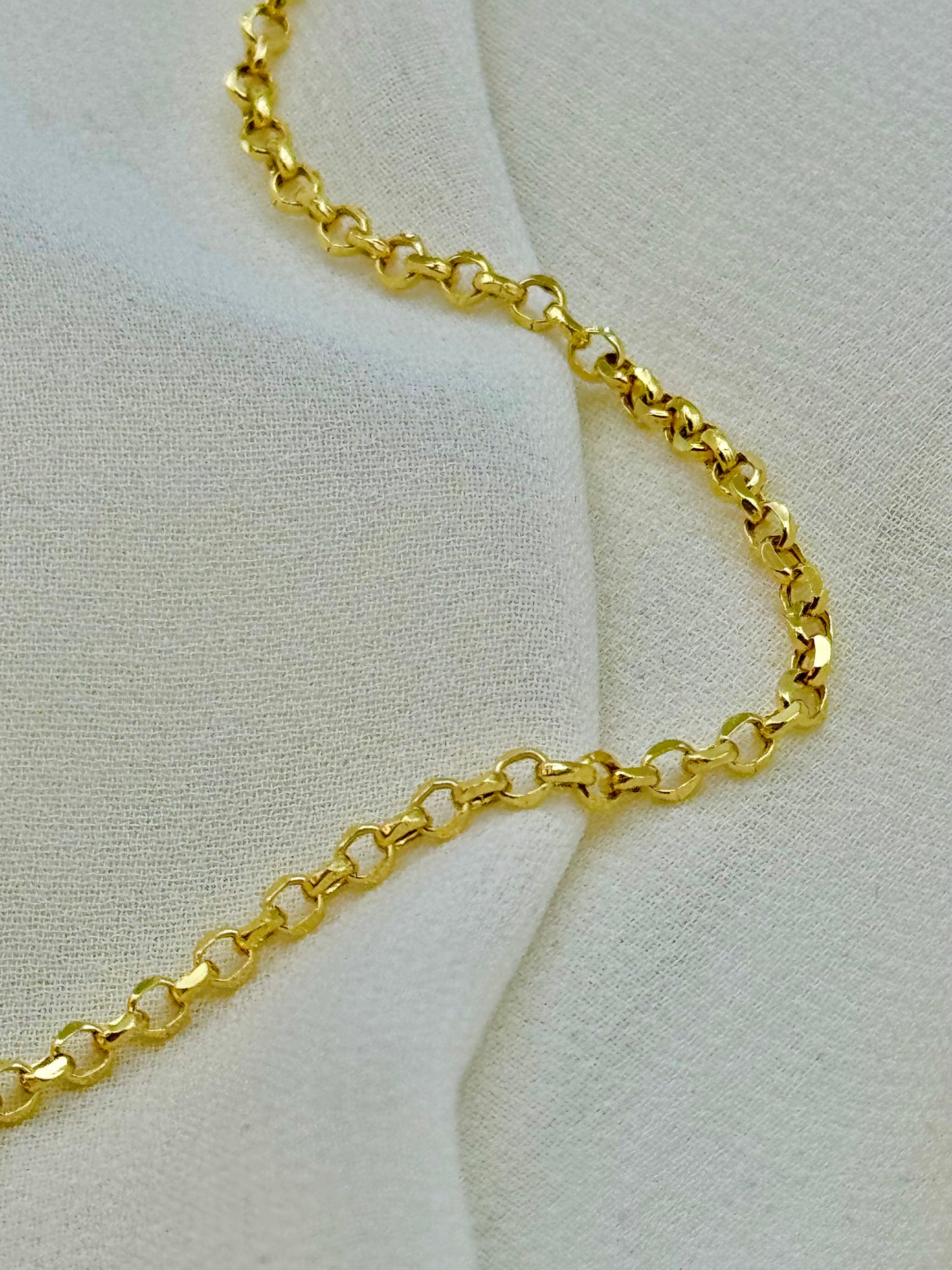 Bracelet Rolo en or massif 18 carats, 3 mm, 7,5 pouces, collier rolo en or 18 carats, pour elle, pour lui, cadeau d'anniversaire, cadeau d'anniversaire, cadeau de Noël.
