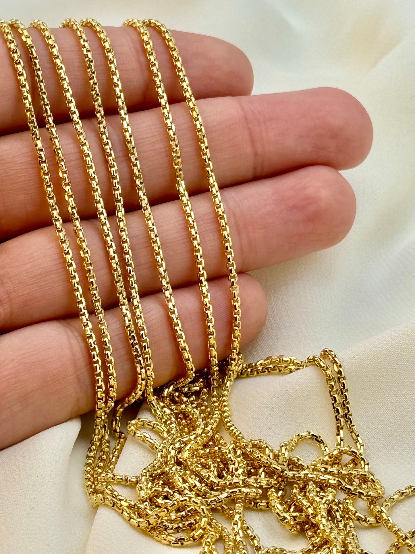 Collier chaîne boîte en or massif 18 carats, 2 mm, 20, 22, 24 pouces, chaîne en or véritable, chaîne à maillons boîte, chaîne boîte en or, femmes, hommes, chaîne cadeau.