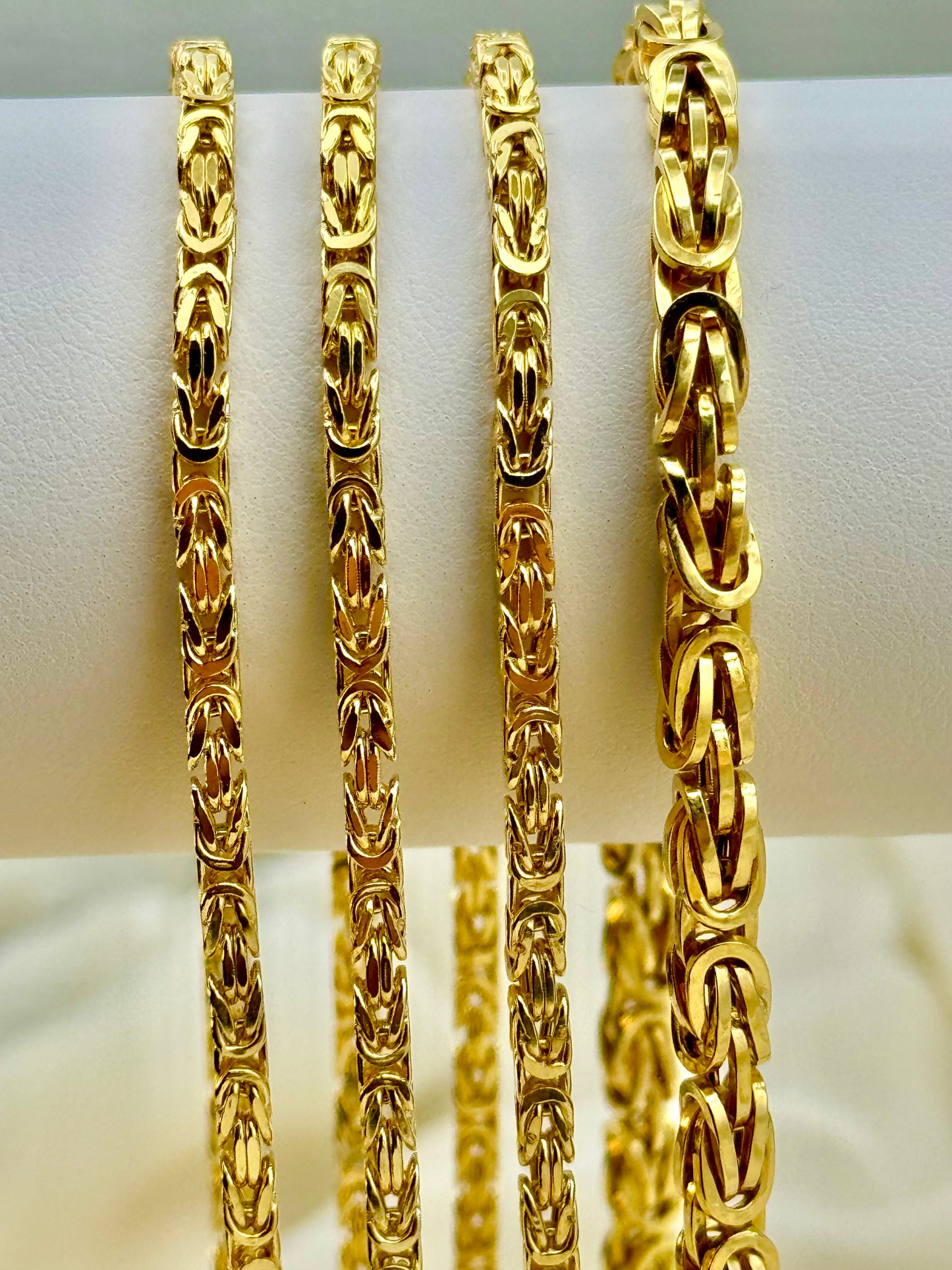 14K Solid Gold Byzantine Chain Necklace, 26", 24", 22", 3mm & 5mm Thickness - Real 14K Gold, For Him, For Her, Birthday Gift, Anniversary Gift.
