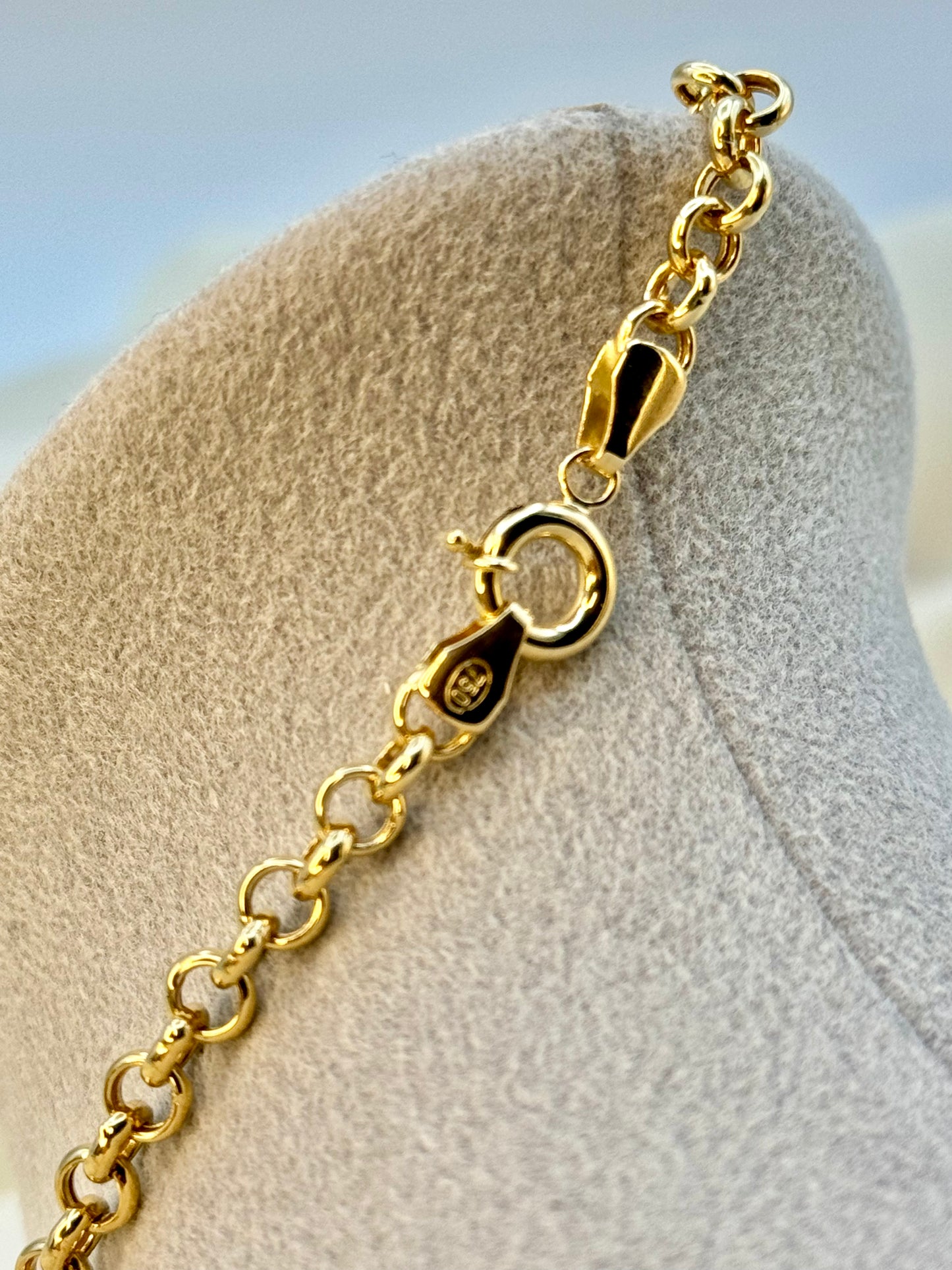 Chaîne Rolo en or massif 18 carats, 5 mm – Collier Rolo en or véritable pour homme et femme, cadeau idéal pour un anniversaire ou une cérémonie.