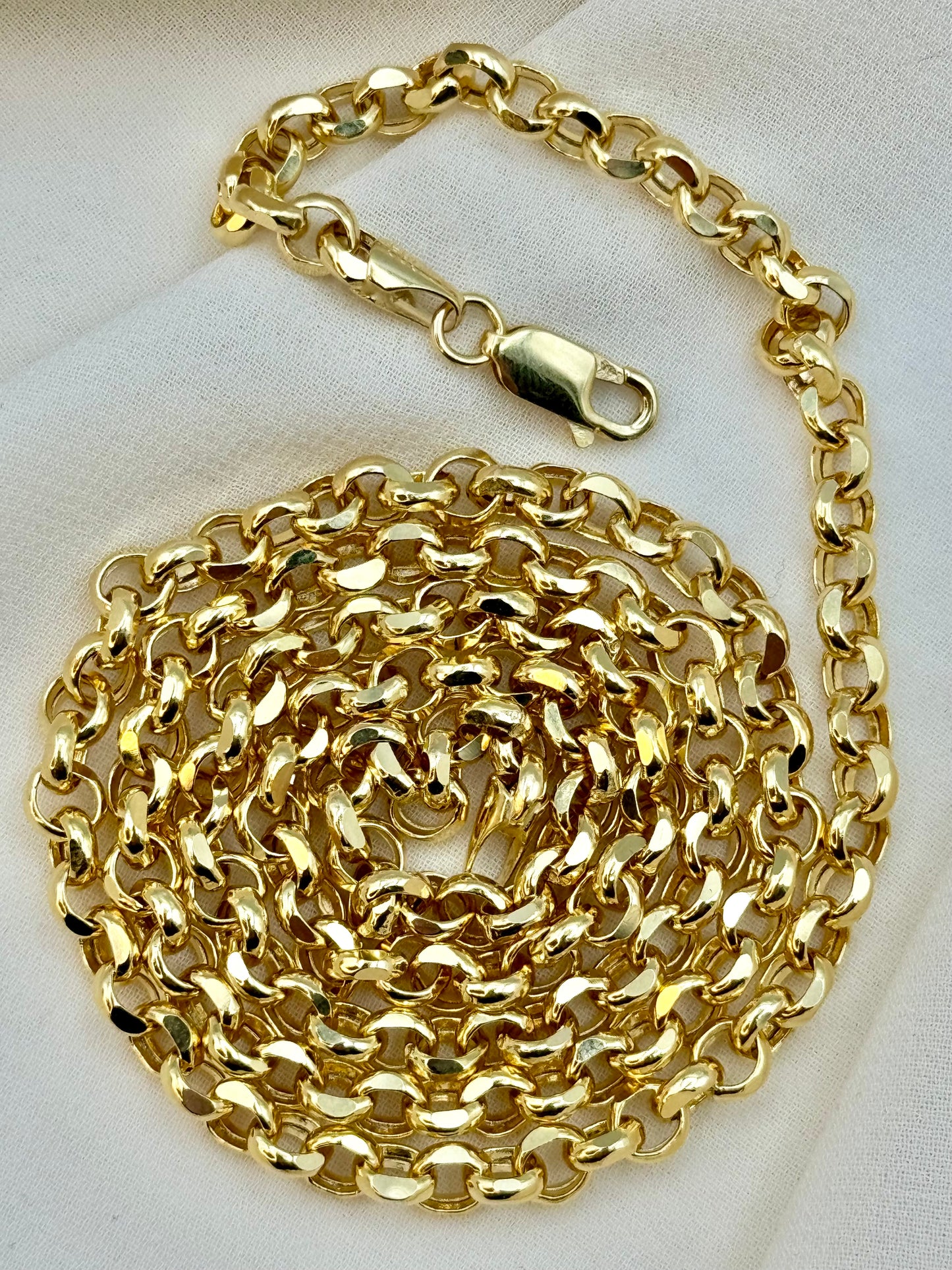 Chaîne Rolo en or massif 18 carats, 5 mm – Collier Rolo en or véritable pour homme et femme, cadeau idéal pour un anniversaire ou une cérémonie.
