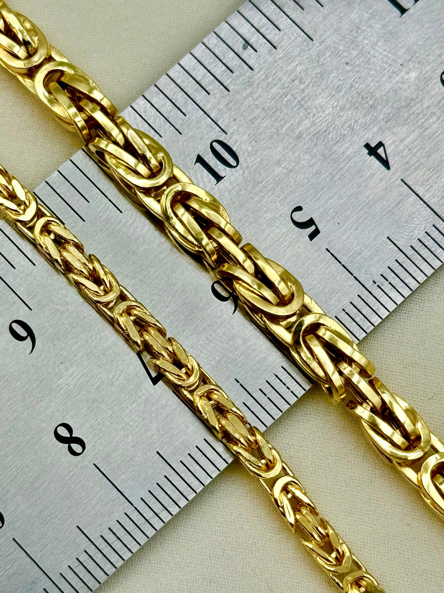 14K Solid Gold Byzantine Chain Necklace, 26", 24", 22", 3mm & 5mm Thickness - Real 14K Gold, For Him, For Her, Birthday Gift, Anniversary Gift.