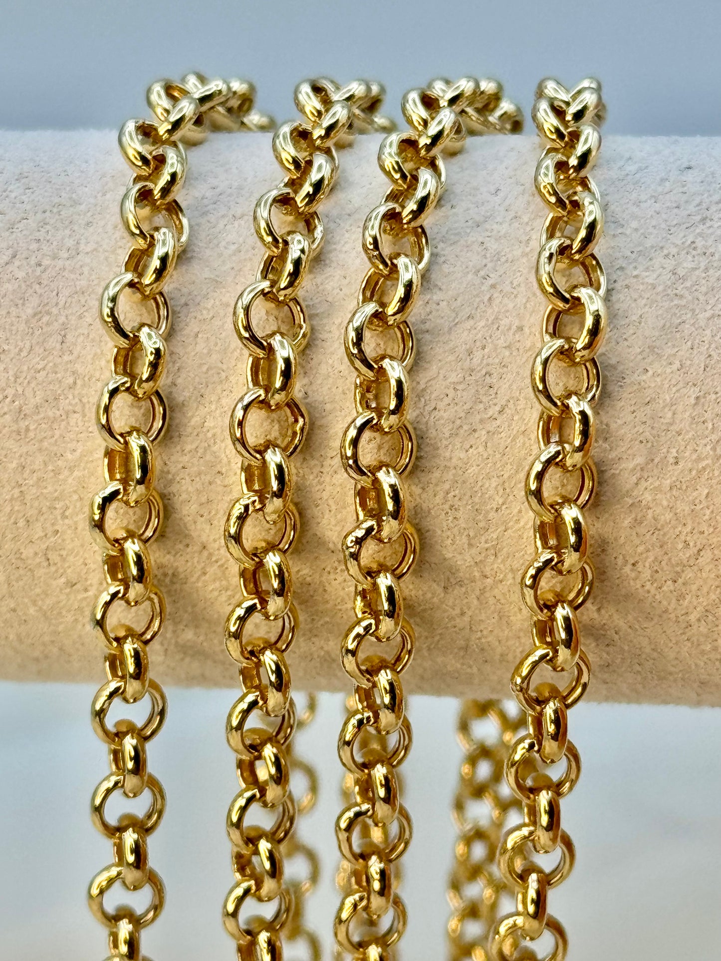 Chaîne Rolo en or massif 18 carats, 5 mm – Collier Rolo en or véritable pour homme et femme, cadeau idéal pour un anniversaire ou une cérémonie.