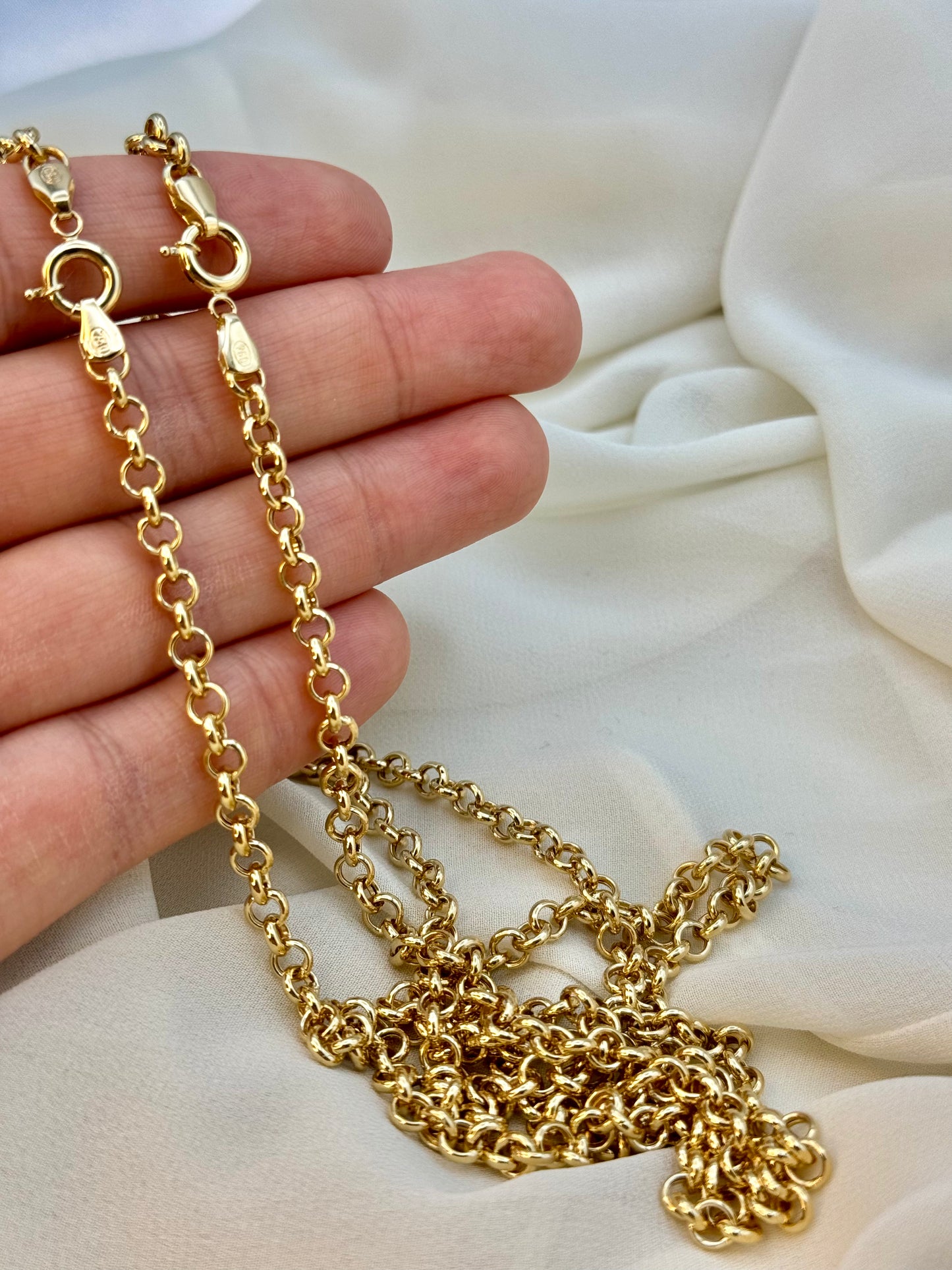 Chaîne Rolo en or massif 18 carats, 5 mm – Collier Rolo en or véritable pour homme et femme, cadeau idéal pour un anniversaire ou une cérémonie.