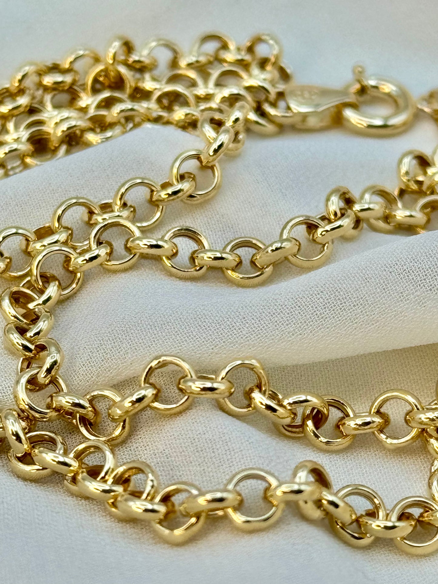 Chaîne Rolo en or massif 18 carats, 5 mm – Collier Rolo en or véritable pour homme et femme, cadeau idéal pour un anniversaire ou une cérémonie.