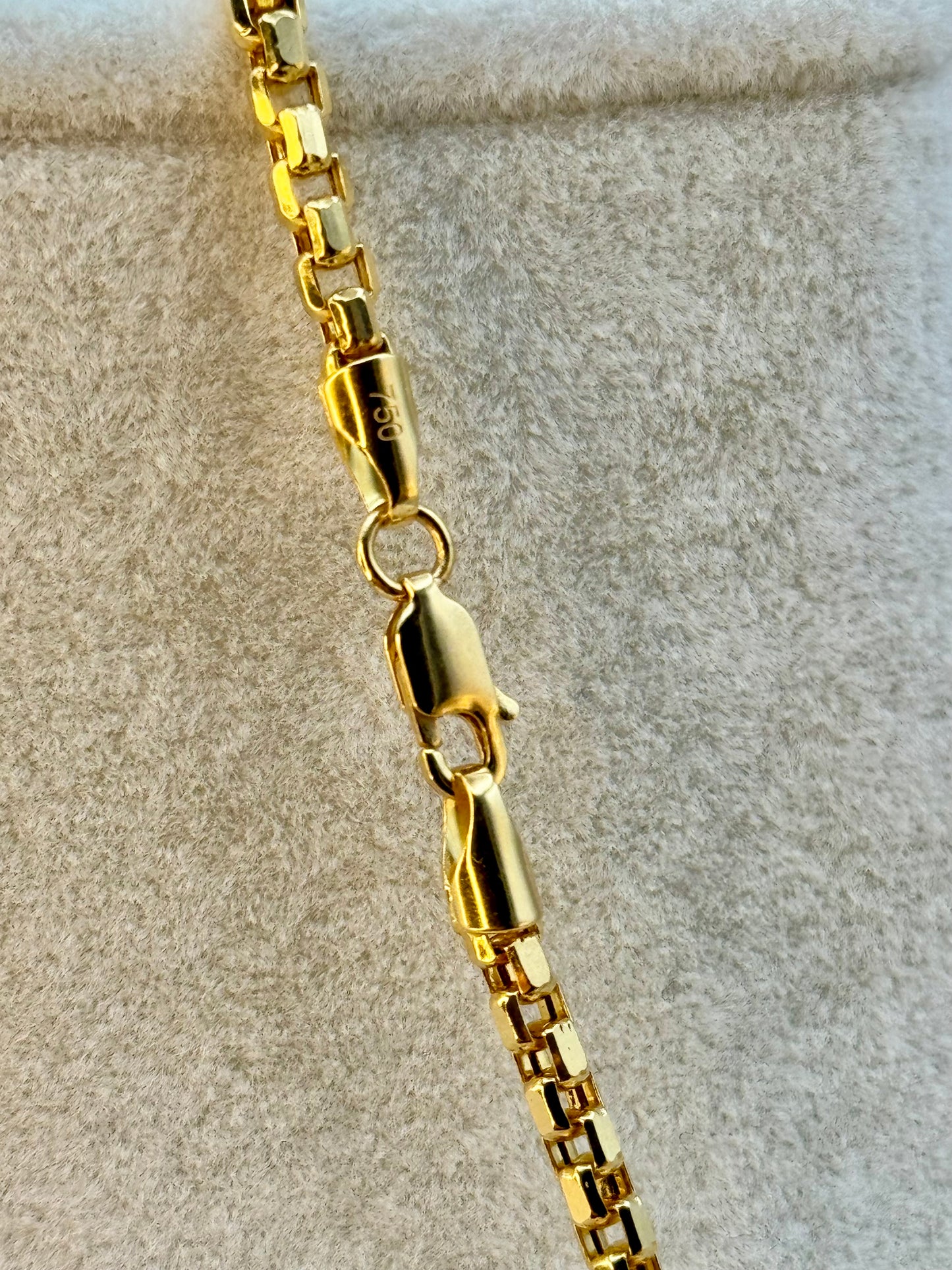 14K Real Gold Round Box Chain Necklace, 19.8" & 23.8", 3.5mm Thickness, Real Gold Box Chain for Him & Her