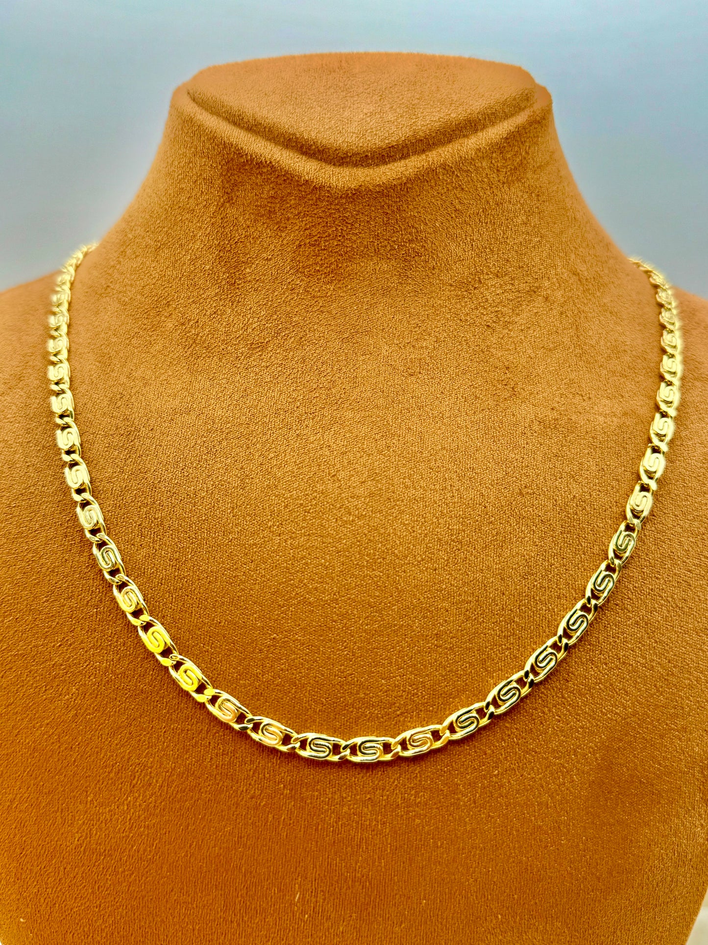 14k Gold Flat Anchor Chain Necklace, 4mm Mariner Chain, Real Gold, 14k Gold Mariner Necklace, Gift for Him & Her, Birthday Gift