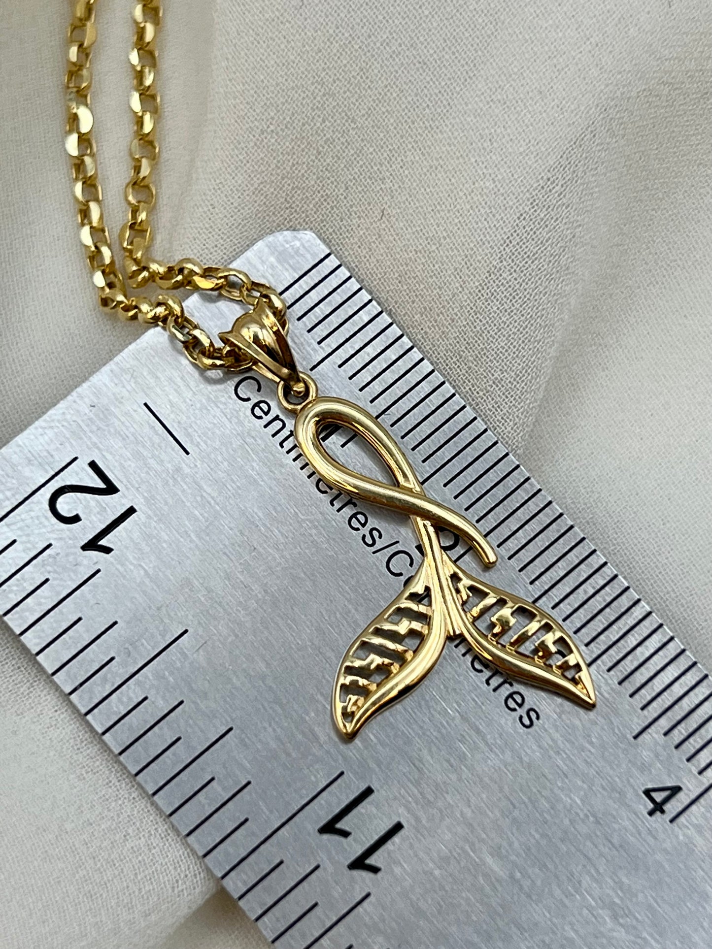 18K Real Gold whale tail Necklace