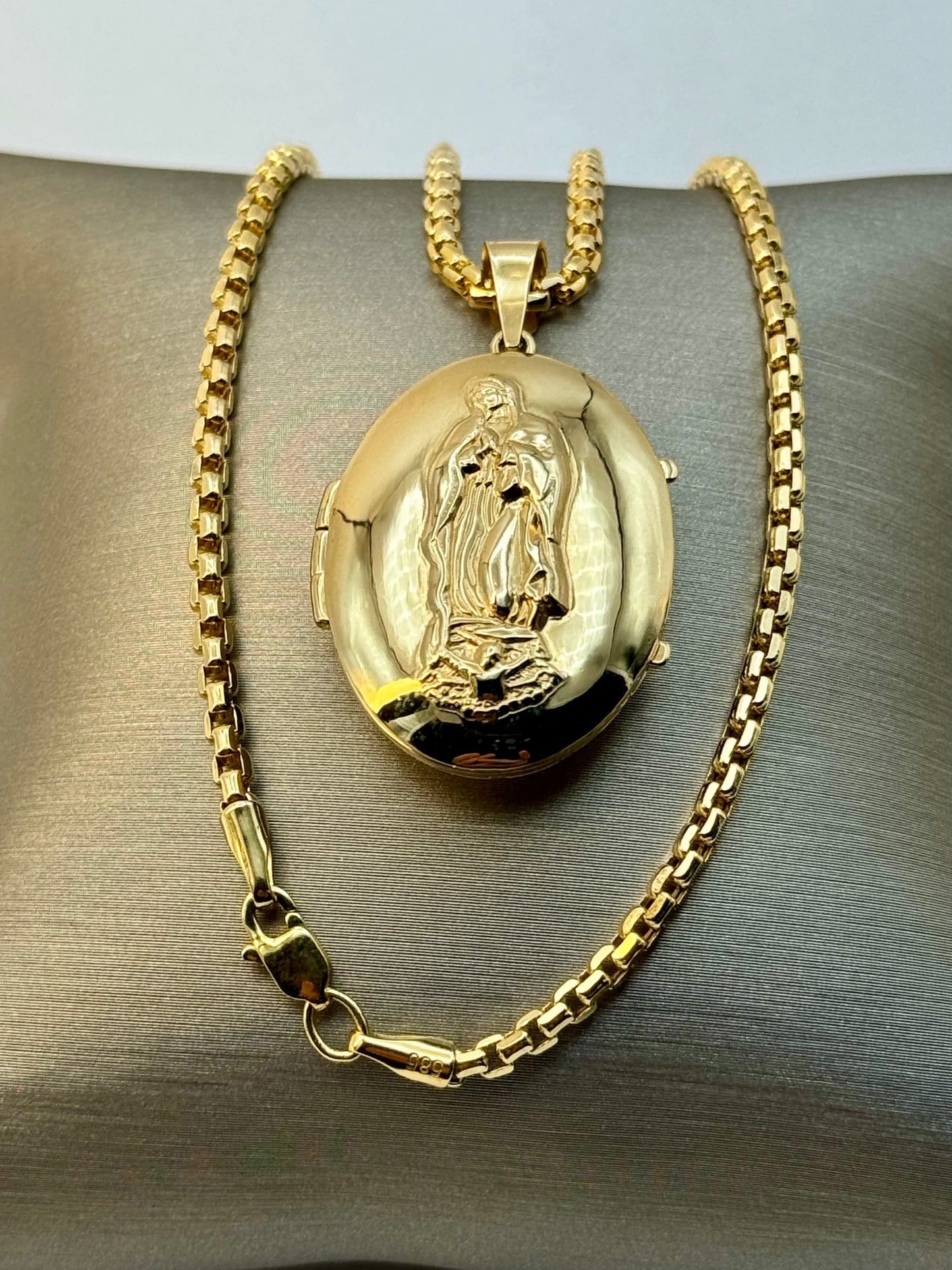 Collier médaillon Vierge Marie en or massif 14 carats, collier miraculeux, Vierge Marie, cadeau chrétien, bijoux religieux catholiques, cadeau d'anniversaire.