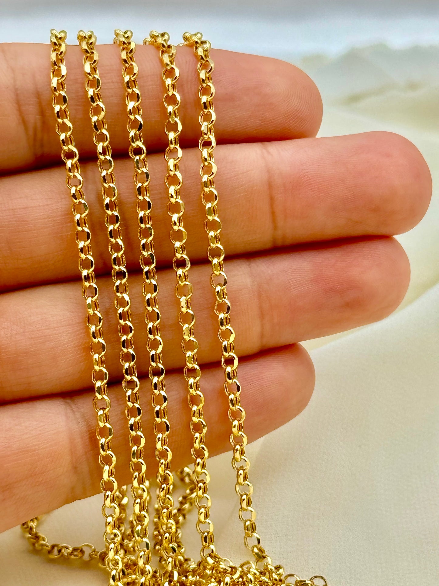 18K Gold Rolo Chain Necklace (3mm).