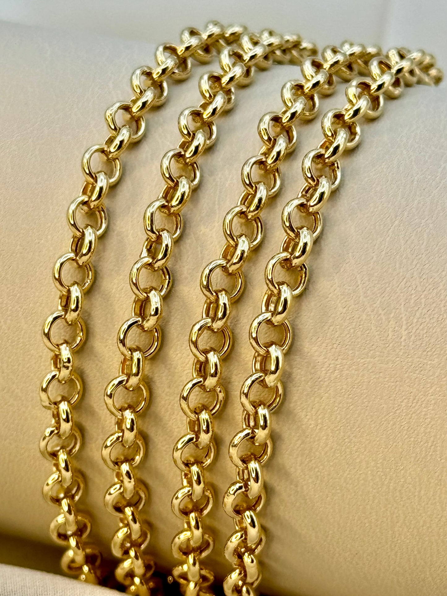 Chaîne Rolo en or massif 18 carats, 5 mm – Collier Rolo en or véritable pour homme et femme, cadeau idéal pour un anniversaire ou une cérémonie.