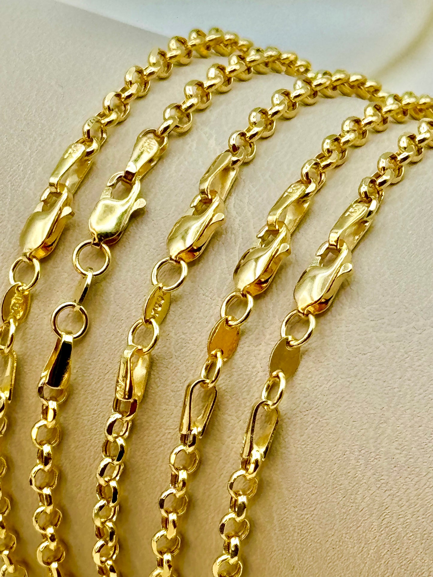 18K Gold Rolo Chain Necklace (3mm).