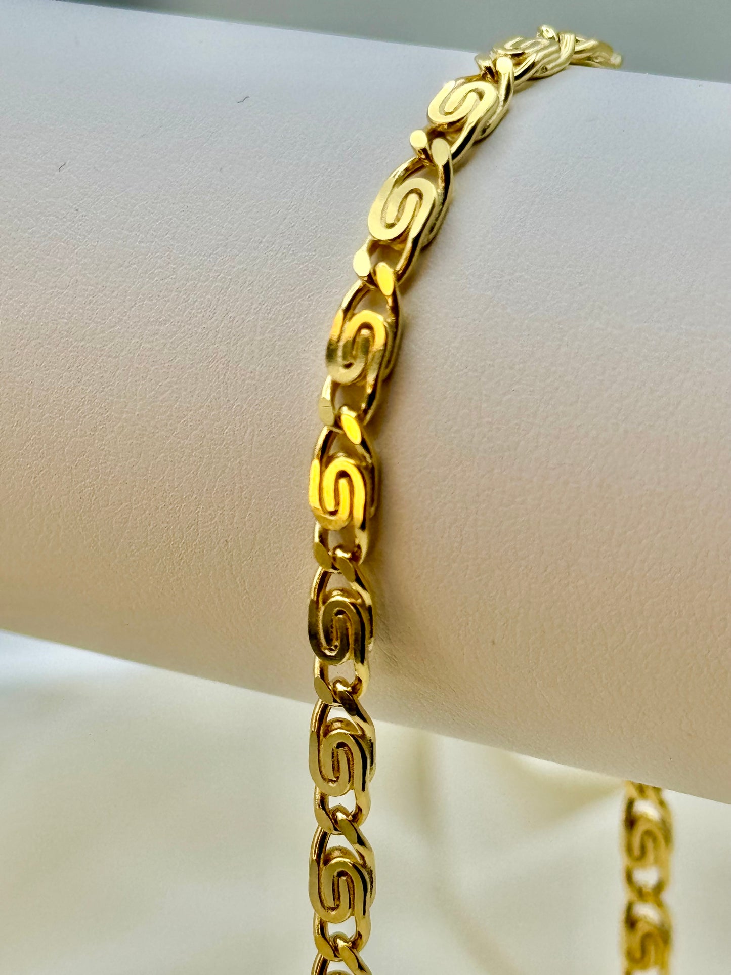 14k Gold Flat Anchor Chain Necklace, 4mm Mariner Chain, Real Gold, 14k Gold Mariner Necklace, Gift for Him & Her, Birthday Gift