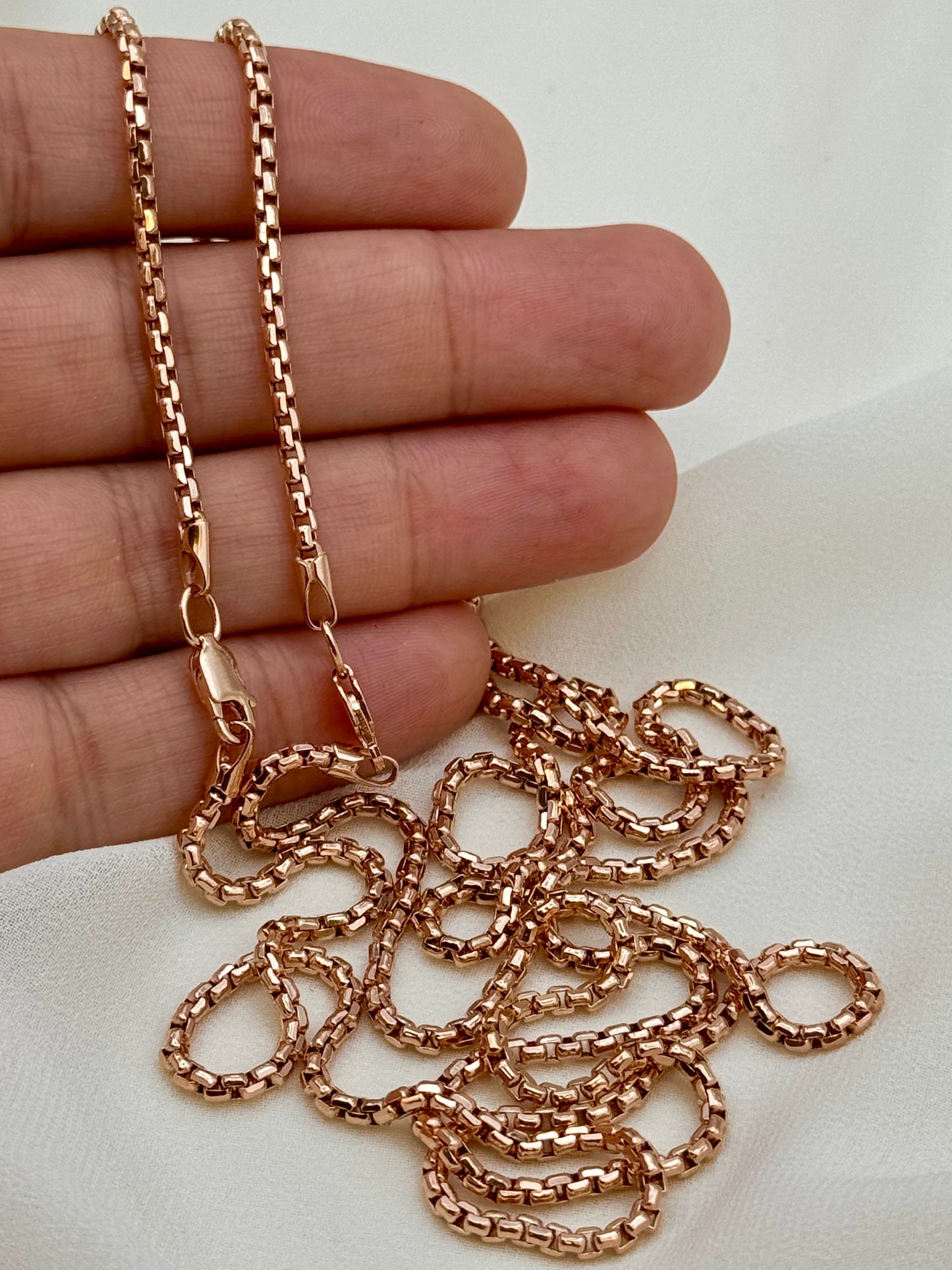 14K Solid Rose Gold Box Chain Necklace – 2.65mm Box Link in 20", 22", 23.5" Lengths | Unisex Jewelry, Birthday & Anniversary Gift