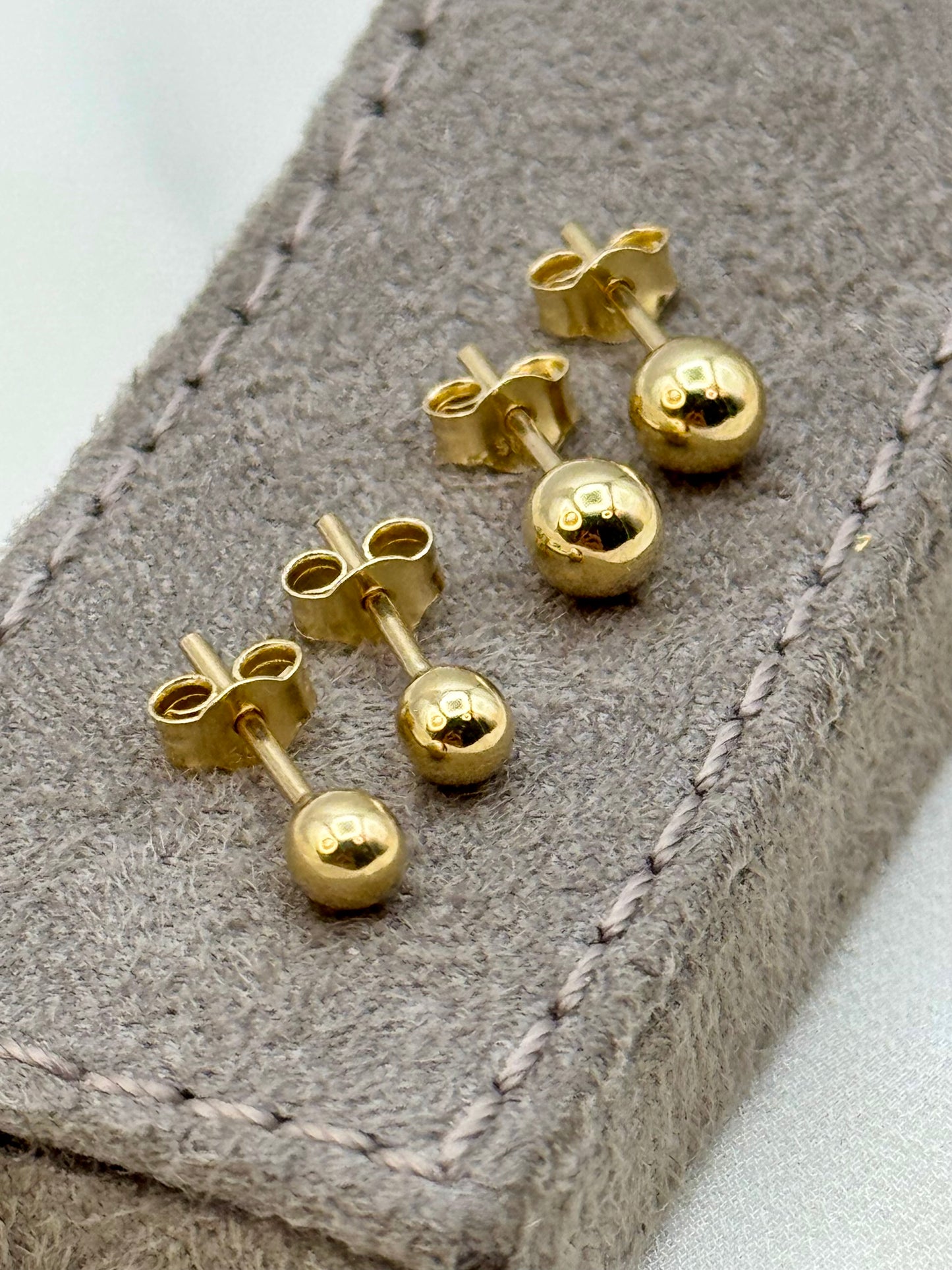 14K Real Gold Ball Stud Earrings – Minimalist Plain Gold Earrings for Her | Simple & Dainty Everyday Studs | Birthday Gift