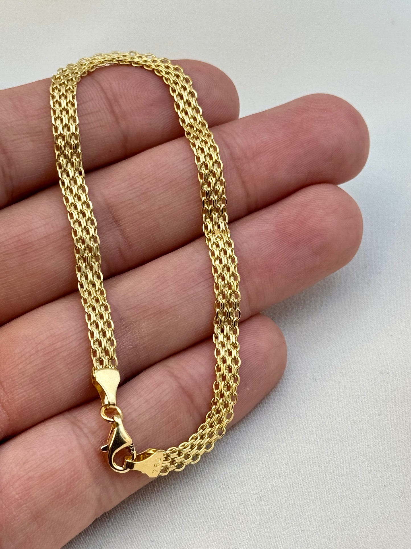 18K Gold Bismarck Chain Bracelet – 4.4mm Link Bracelet for Men & Women | Elegant Unisex Jewelry Gift for Birthday, Anniversary, or Special Occasion