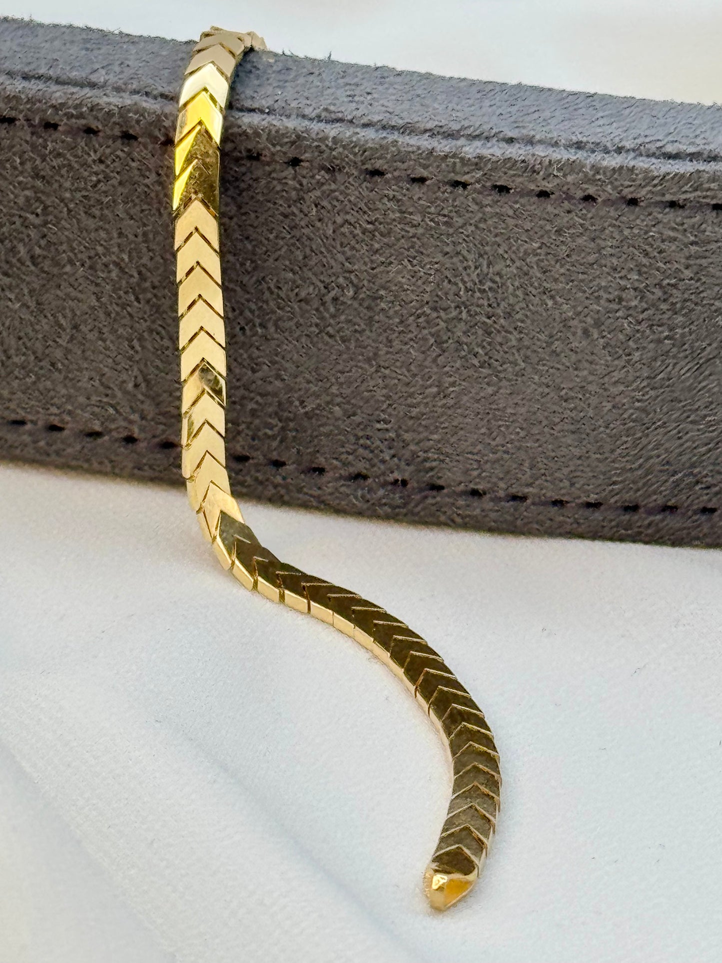 Bracelet serpent en or véritable 18 carats, 7,5", largeur 4 mm, pour elle, cadeau d'anniversaire, bracelet Franco, bracelet unique, cadeau d'anniversaire.