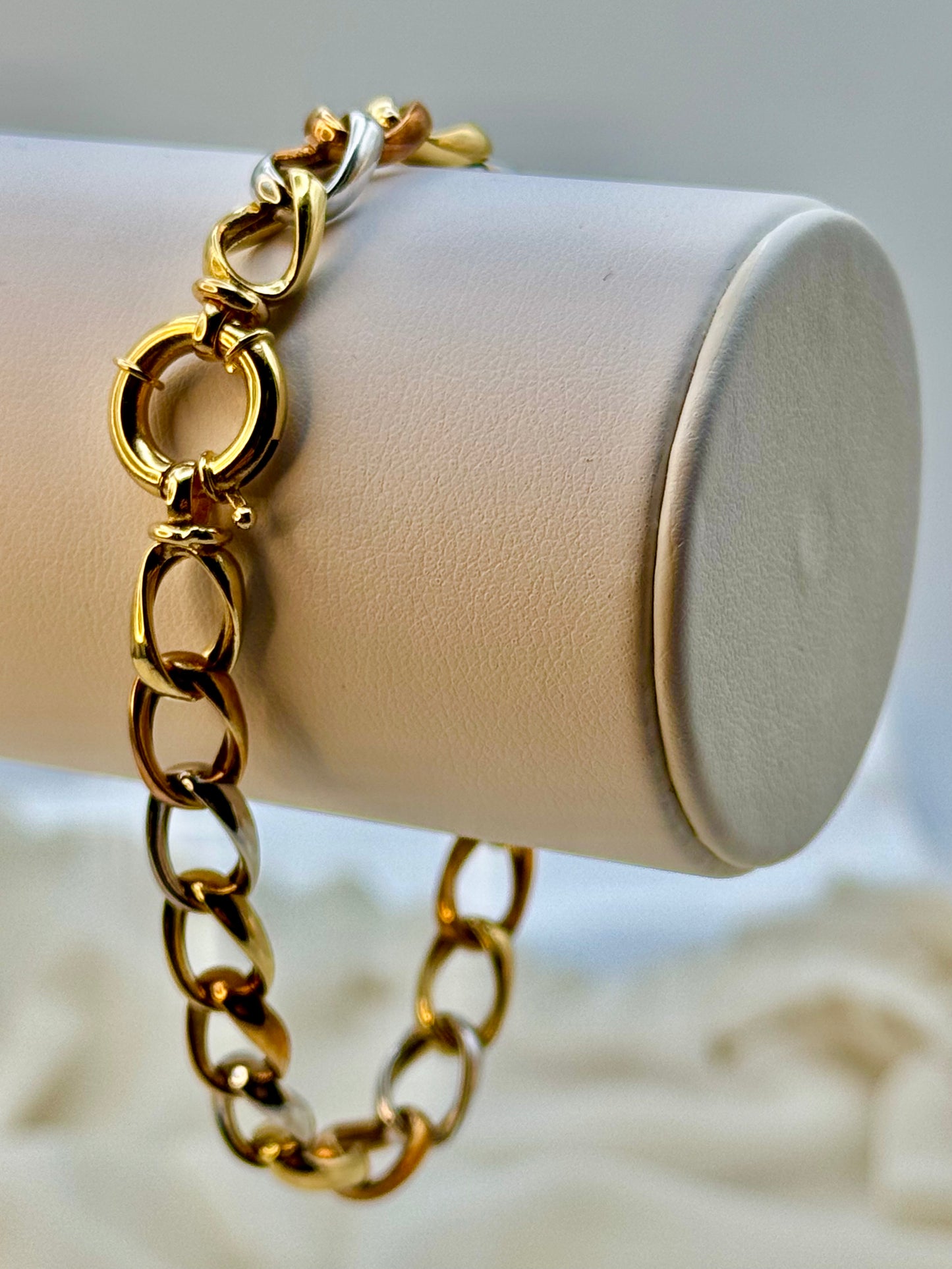 Bracelet câble en or véritable 18 carats, 19 cm. Design unique et élégant, charmant et brillant ! Un cadeau idéal ! Bracelet en or tendance !