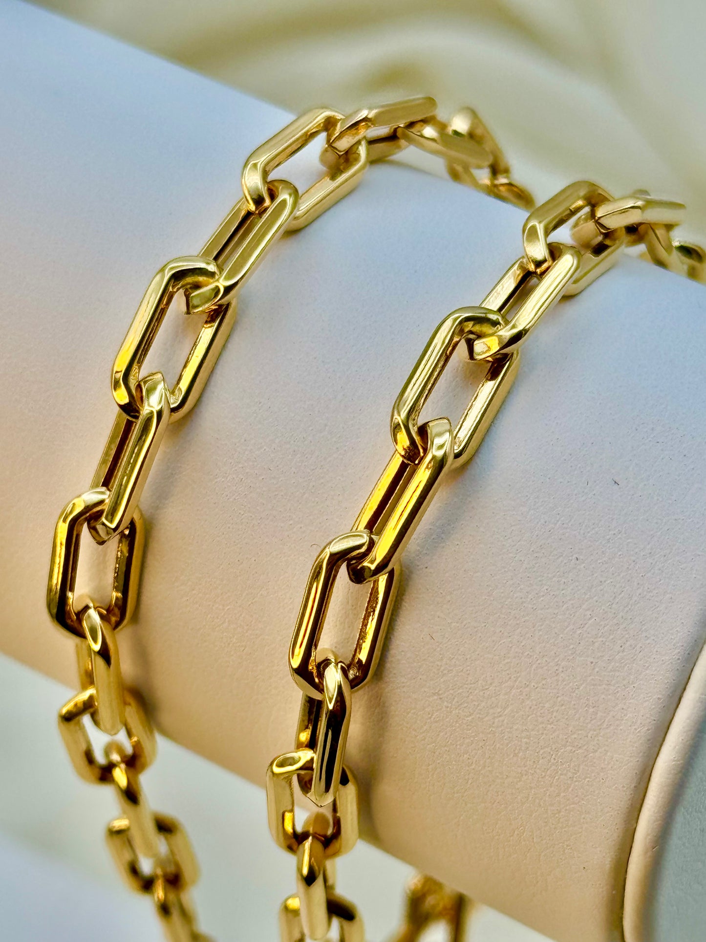 18k Gold Paperclip Necklace, 6MM Thickness, 18k paper clip chain, 18k Real Gold paperclip chain necklace, oval link, For Gift.