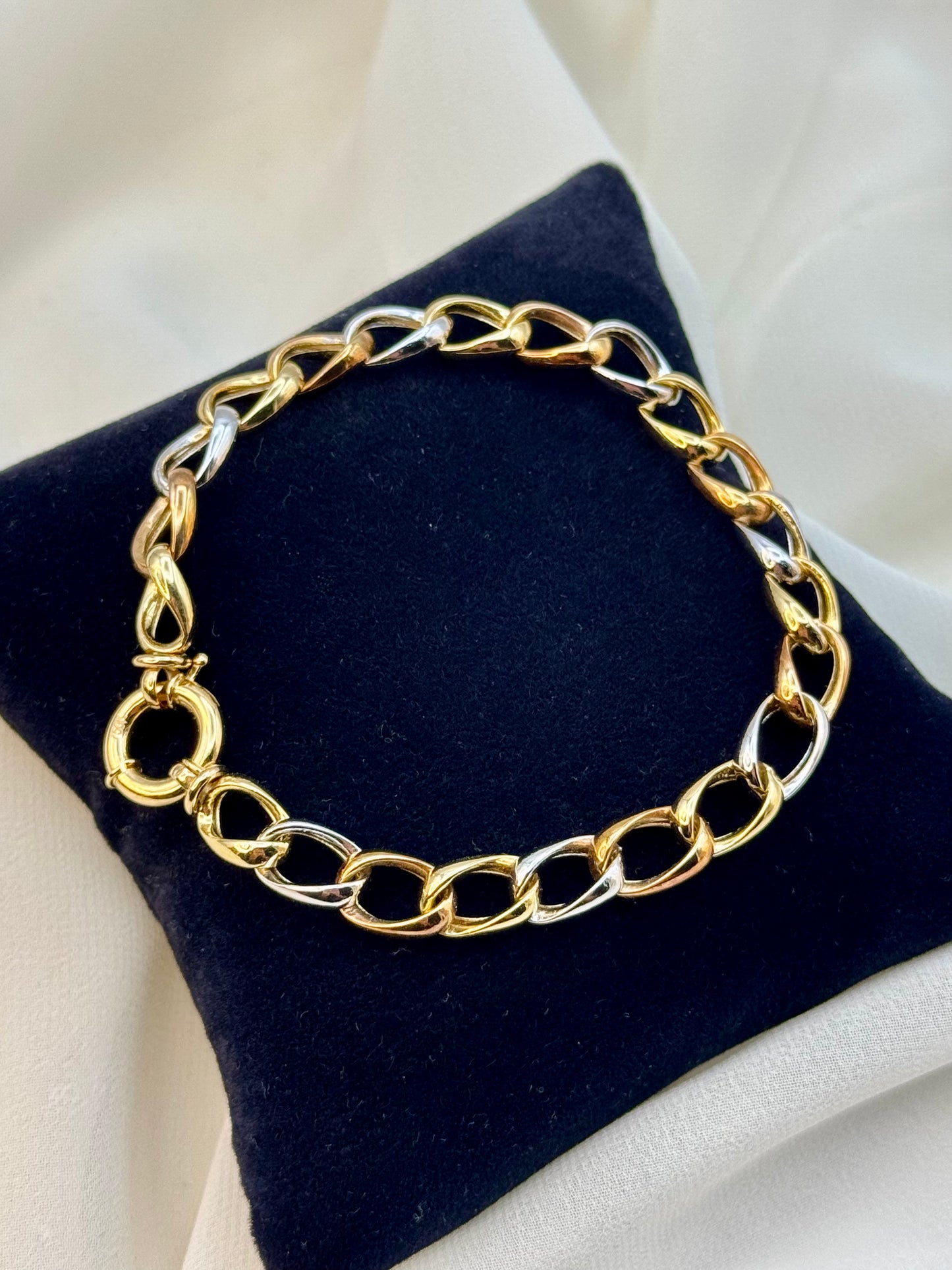 Bracelet câble en or véritable 18 carats, 19 cm. Design unique et élégant, charmant et brillant ! Un cadeau idéal ! Bracelet en or tendance !