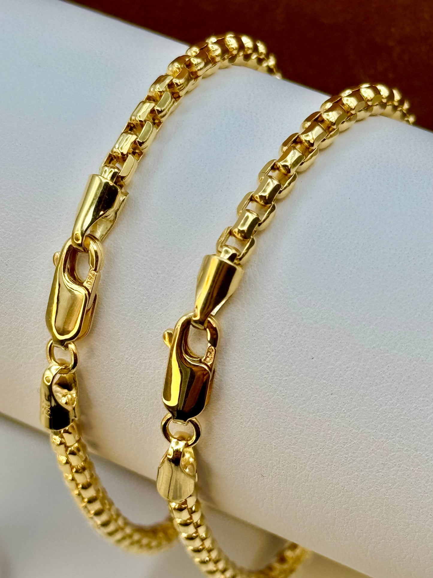 14K Gold Box Chain Bracelet – 7.5" to 8.5", 3.5mm – Classic Gold Bracelet for Him/Her, Perfect Birthday & Anniversary Gift