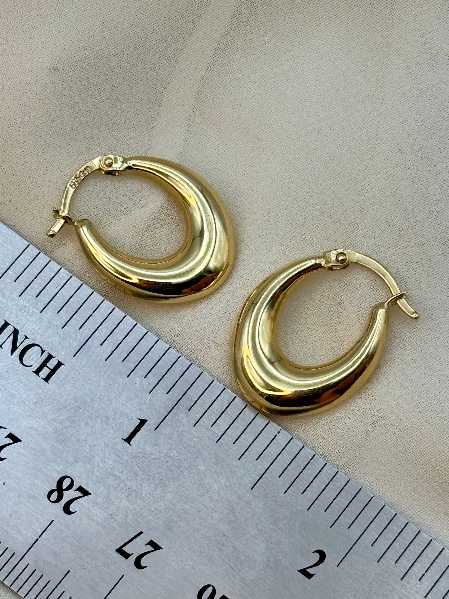 Boucles d'oreilles créoles en or 14 carats, élégantes, cadeau pour elle, bijoux en or intemporels
