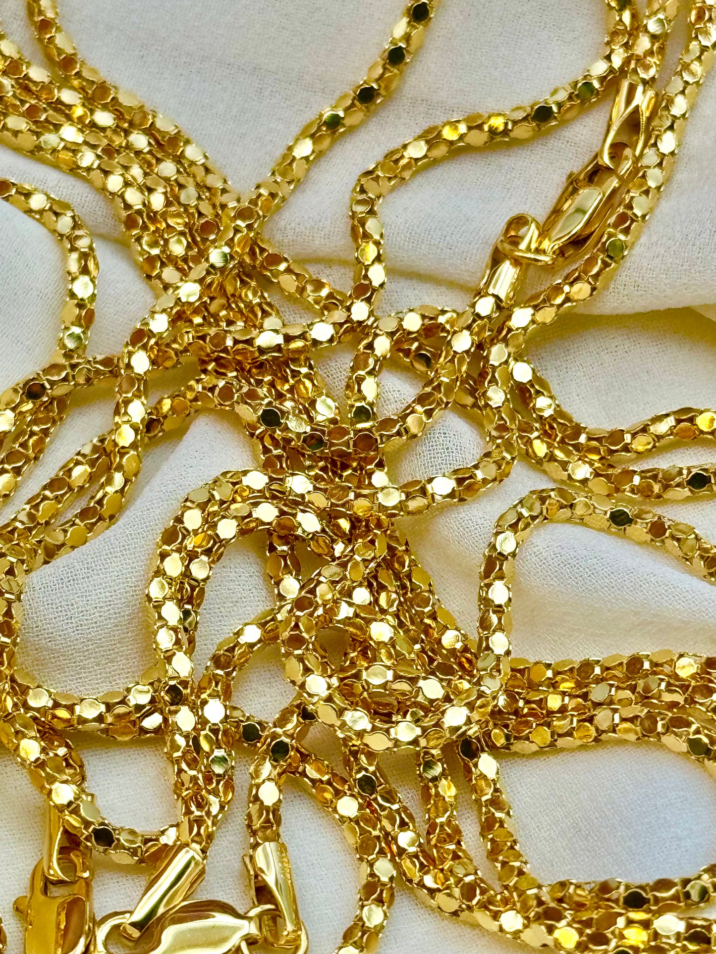 Collier chaîne en or 14 carats – Nouveau design, 50,8 cm, 55,9 cm, 59,7 cm (2,3 mm), chaîne à maillons taille diamant brillant, collier en or véritable pour homme/femme