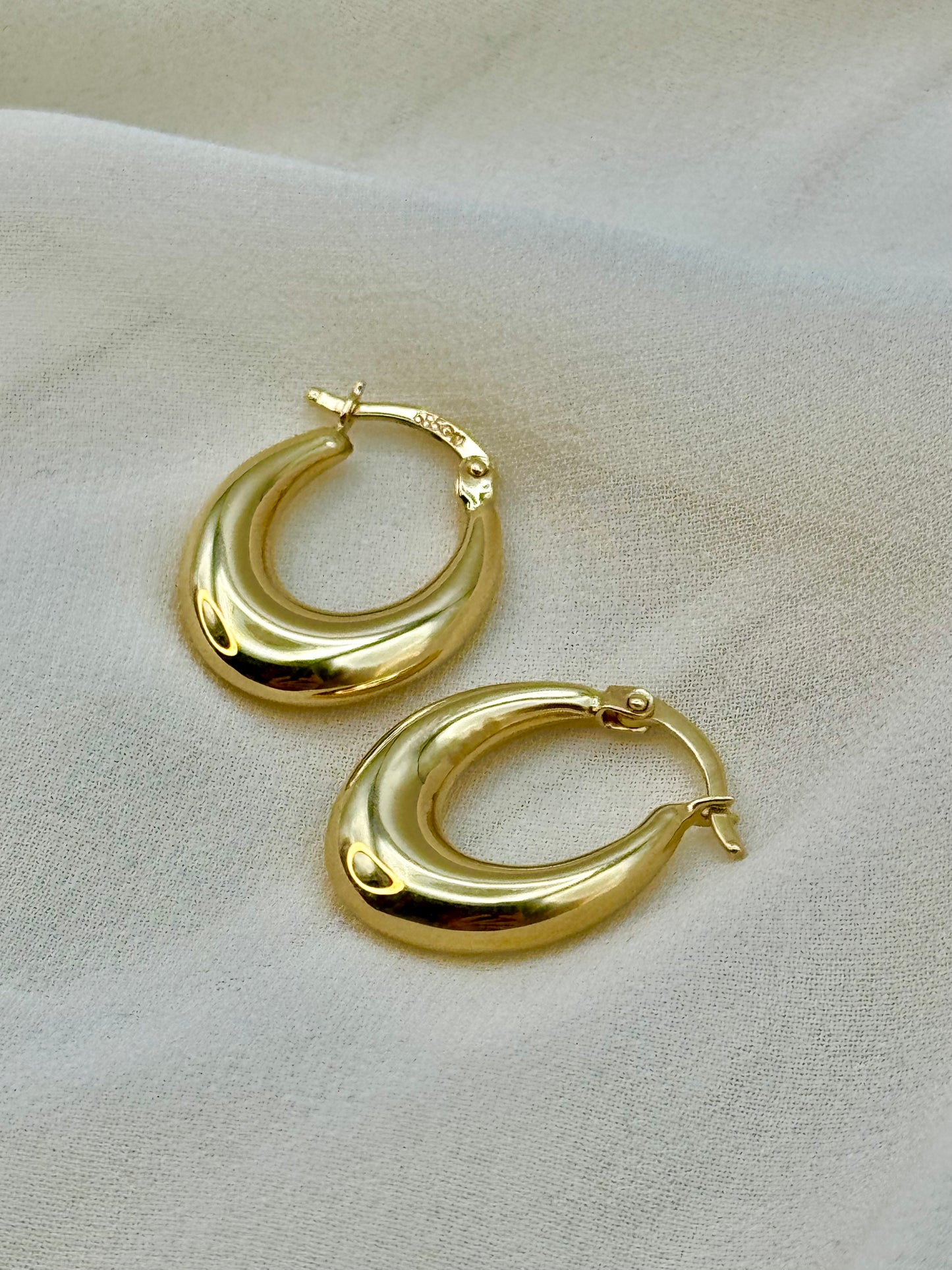 Boucles d'oreilles créoles en or 14 carats, élégantes, cadeau pour elle, bijoux en or intemporels