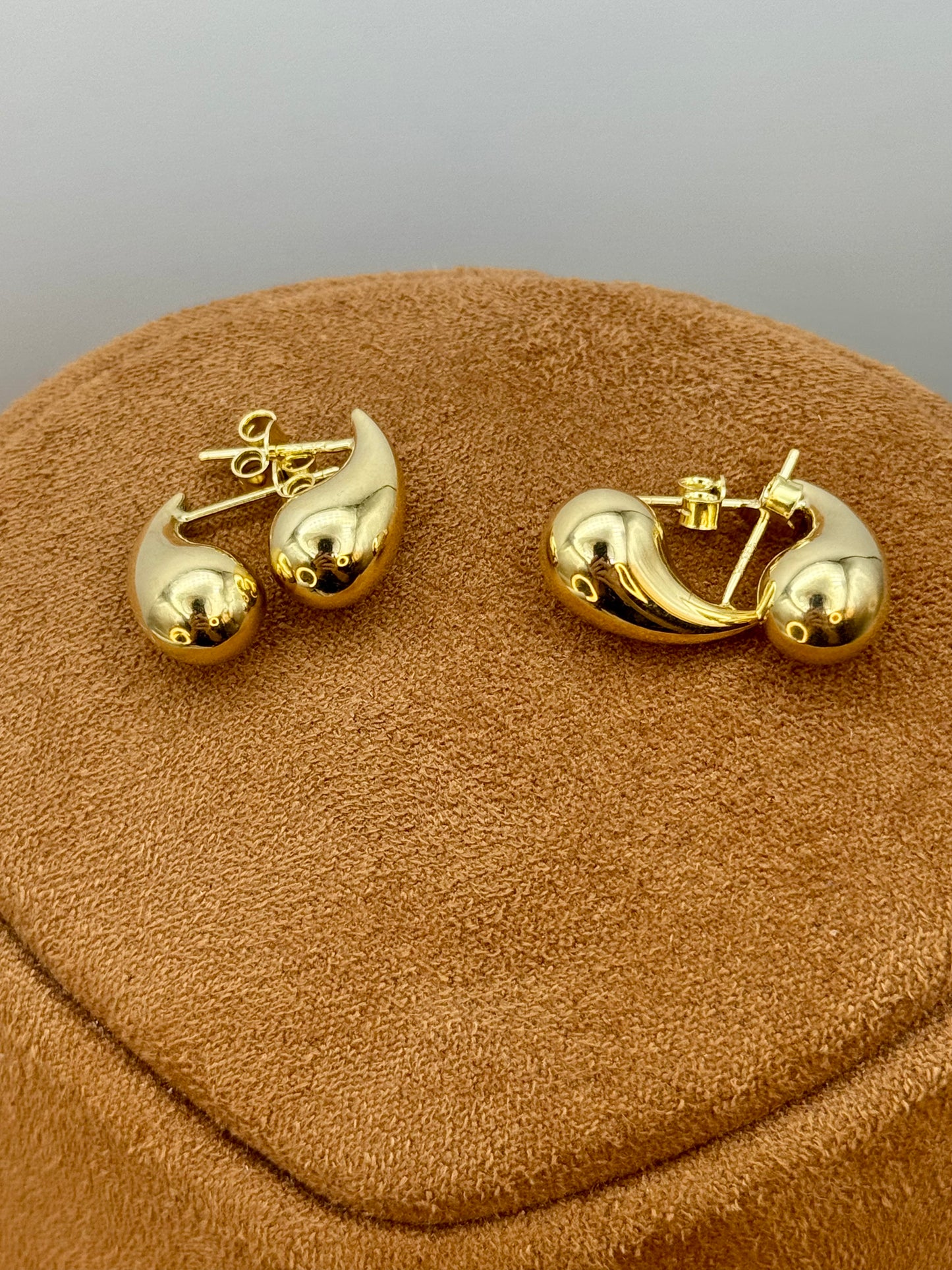 18K Solid Gold Drop Earrings with Push Back – Unique Modern Design, Perfect Birthday or Anniversary Gift