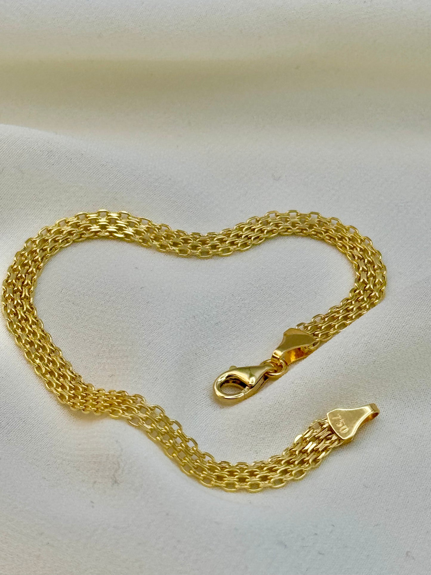 18K Gold Bismarck Chain Bracelet – 4.4mm Link Bracelet for Men & Women | Elegant Unisex Jewelry Gift for Birthday, Anniversary, or Special Occasion