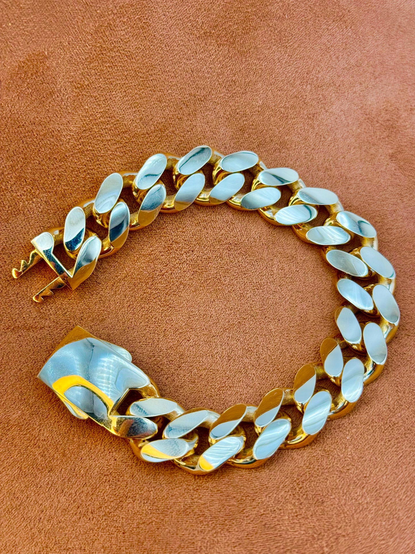 18K Solid Gold Monaco Cuban Bracelet – Chunky Miami Style Bracelet for Men.