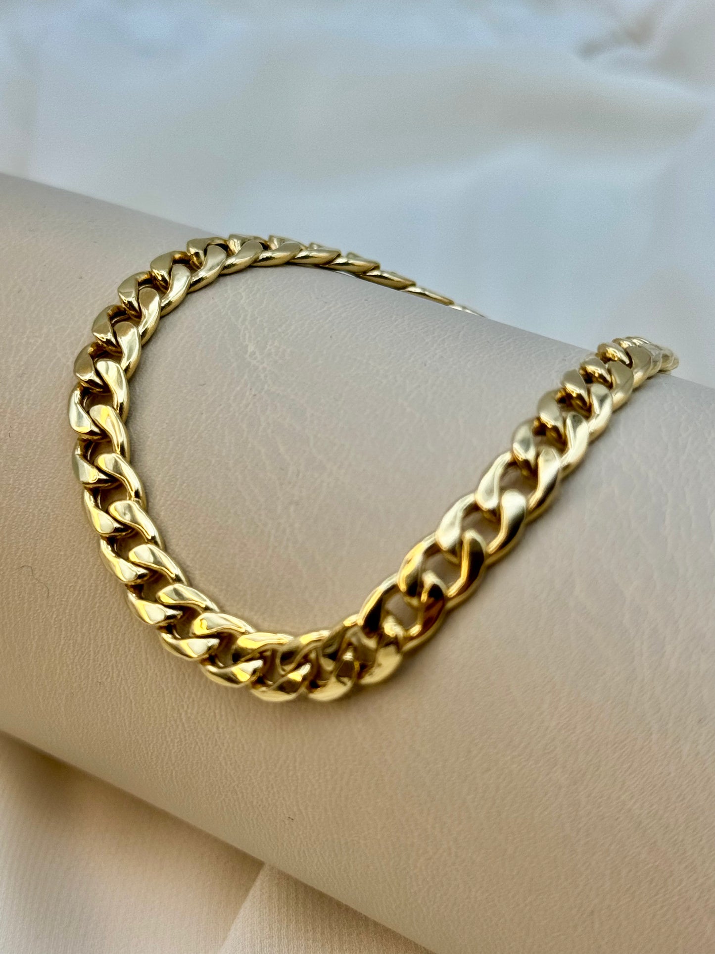18K Gold Curb Bracelet, 6MM, Cuban Chain Bracelet-18K Curb Link Bracelet for Men & Women- Real 18k Gold- 7.5"Length - Birthday Gift.