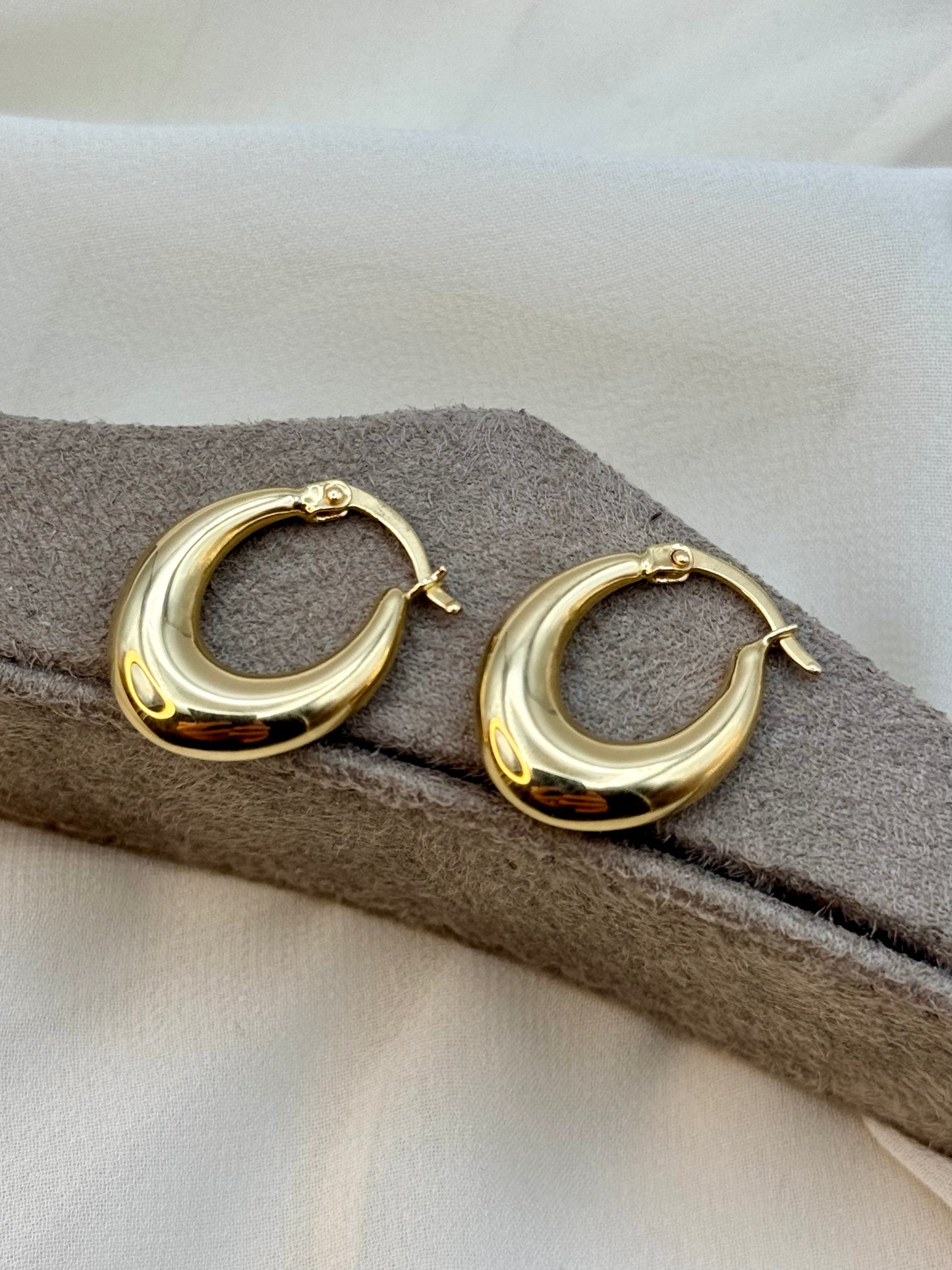 Boucles d'oreilles créoles en or 14 carats, élégantes, cadeau pour elle, bijoux en or intemporels
