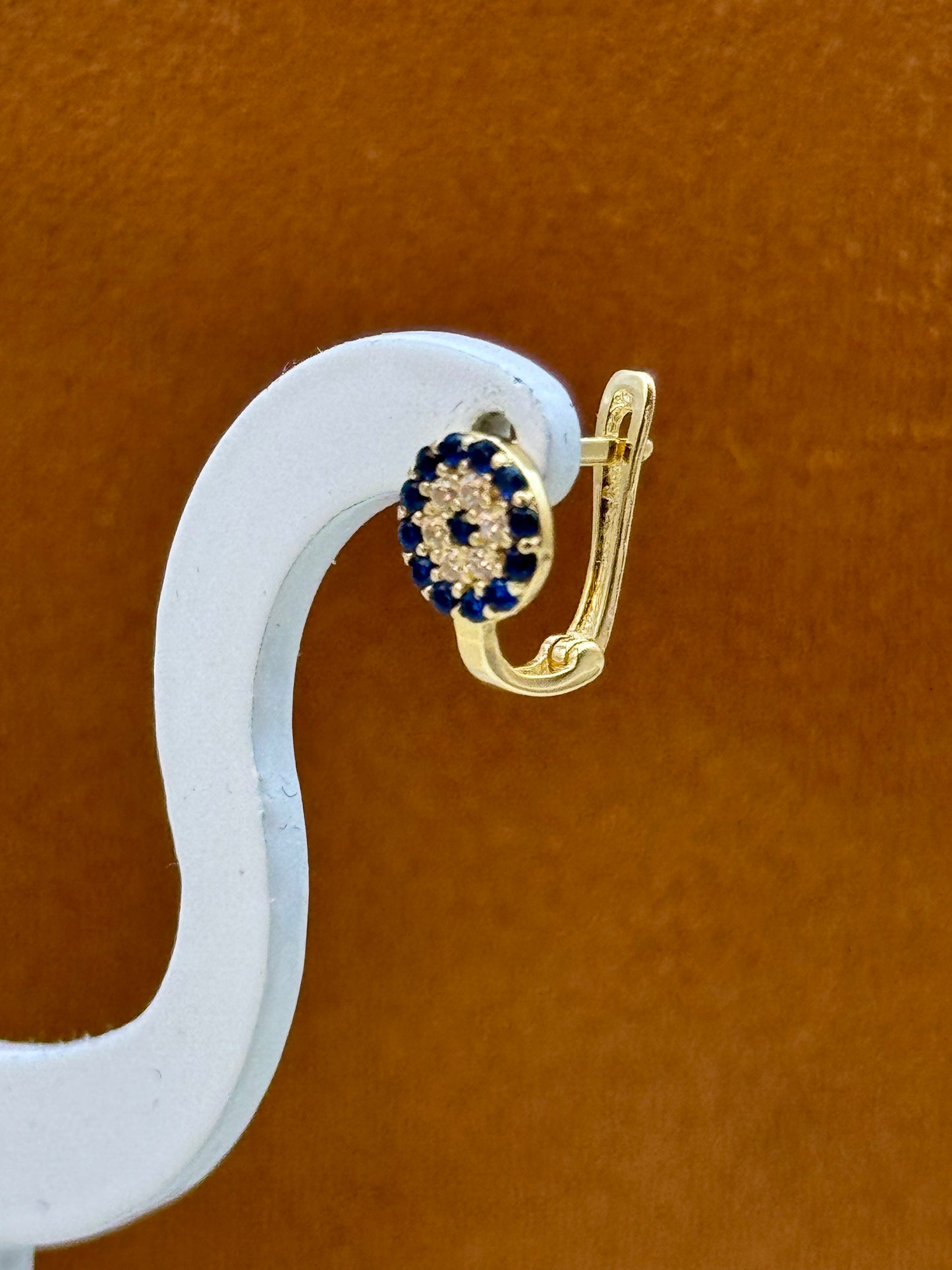 14k Real Gold Evil Eye Clip-On Earring with Cubic Zirconia – Symbol of Protection, Gift for Her, Birthday Gift, Evil Eye Gold Jewelry