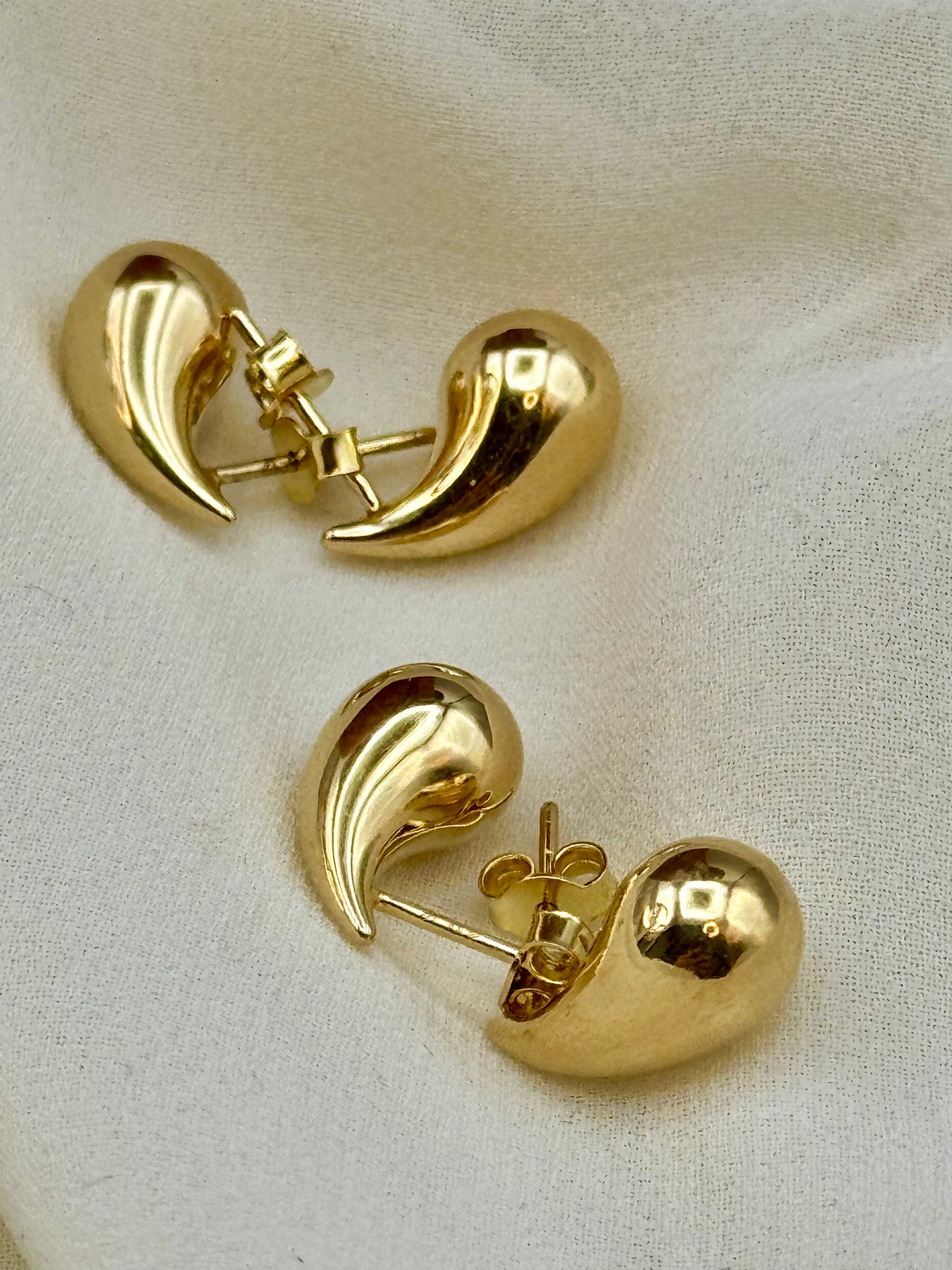 18K Solid Gold Drop Earrings with Push Back – Unique Modern Design, Perfect Birthday or Anniversary Gift