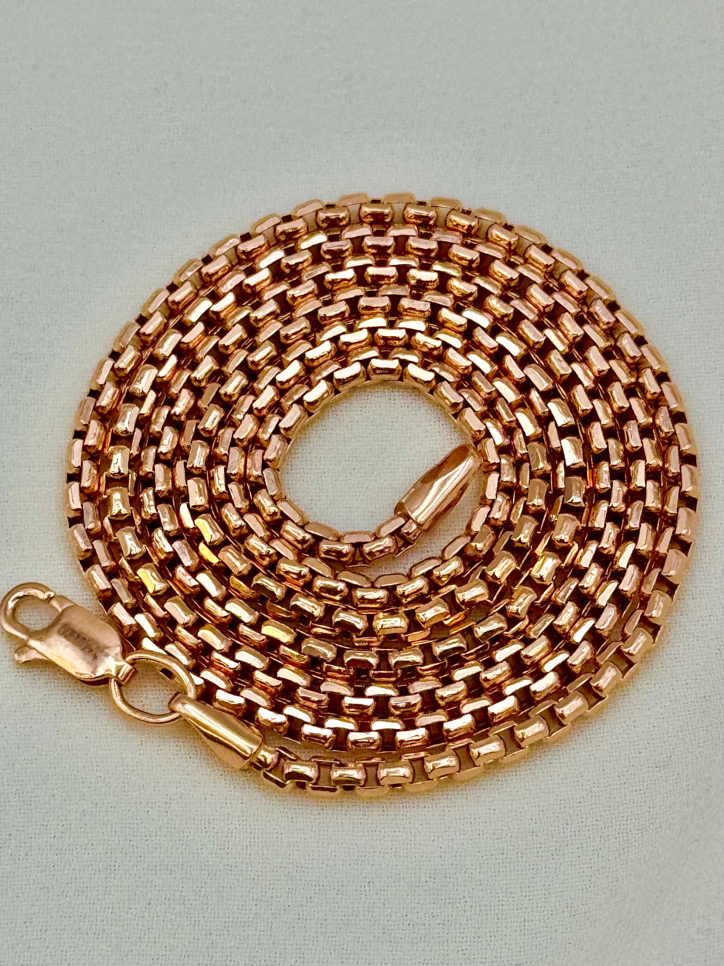 14K Solid Rose Gold Box Chain Necklace – 2.65mm Box Link in 20", 22", 23.5" Lengths | Unisex Jewelry, Birthday & Anniversary Gift