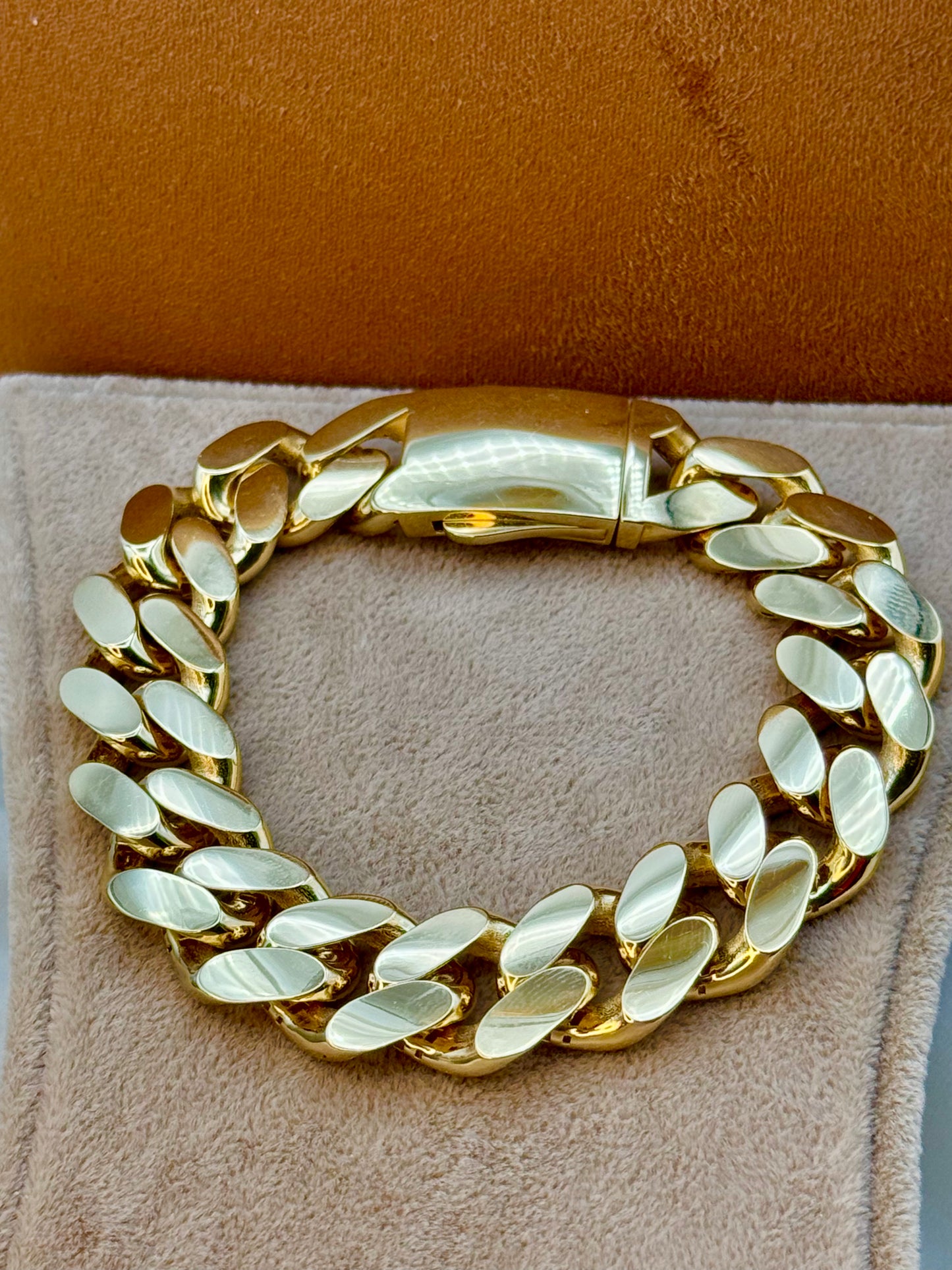 18K Solid Gold Monaco Cuban Bracelet – Chunky Miami Style Bracelet for Men.