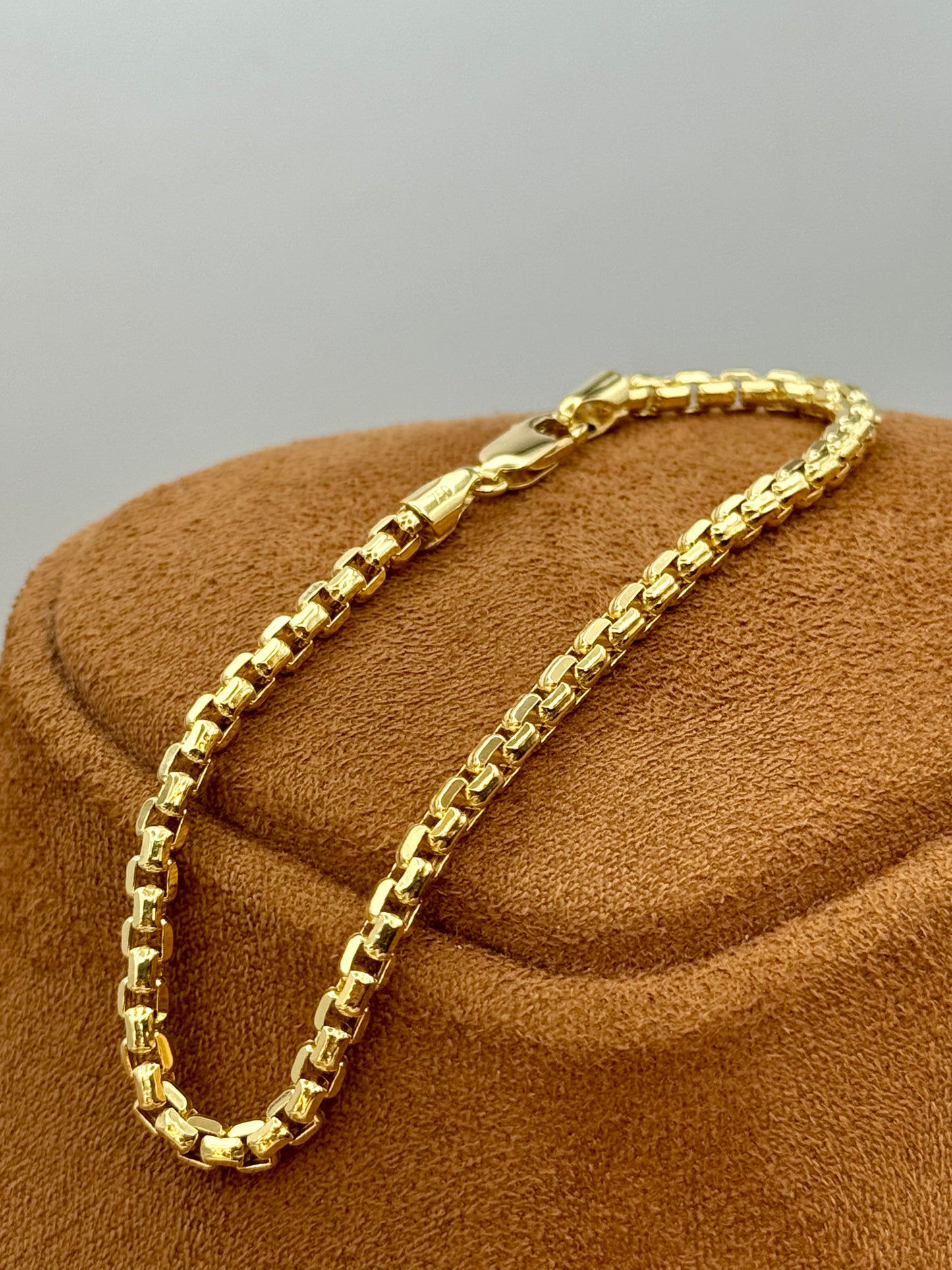 14K Gold Box Chain Bracelet – 7.5" to 8.5", 3.5mm – Classic Gold Bracelet for Him/Her, Perfect Birthday & Anniversary Gift