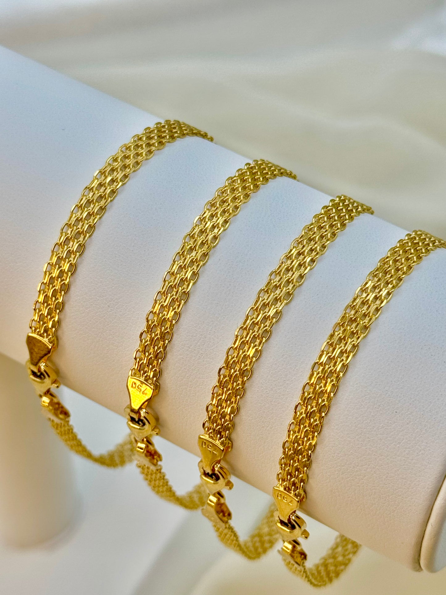 18K Gold Bismarck Chain Bracelet – 4.4mm Link Bracelet for Men & Women | Elegant Unisex Jewelry Gift for Birthday, Anniversary, or Special Occasion