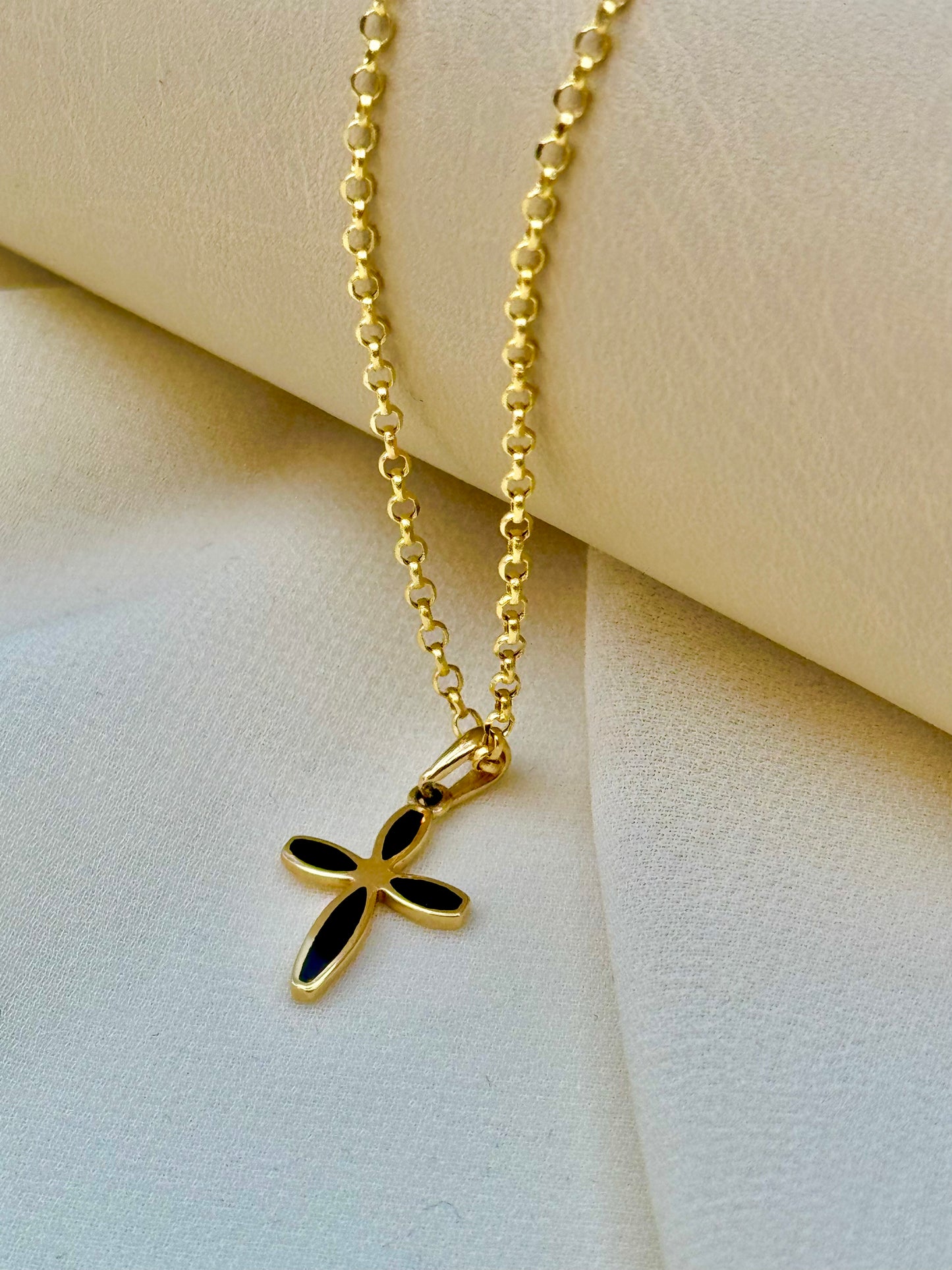 Collier croix en or 14 carats 19,5", 2 mm, pendentif croix, collier Jésus, collier chrétien, cadeau pour elle.