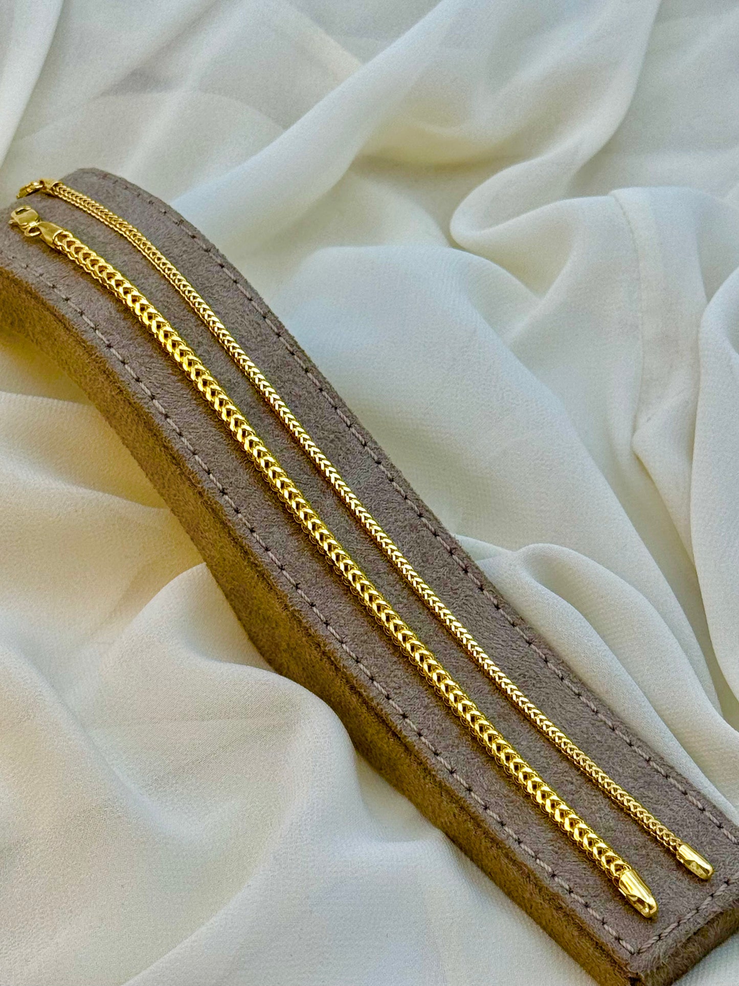 14K Real Gold Franco Chain Diamond Cut Bracelet – 7.5", 4mm Width, For Him & Her, Unique Birthday Gift