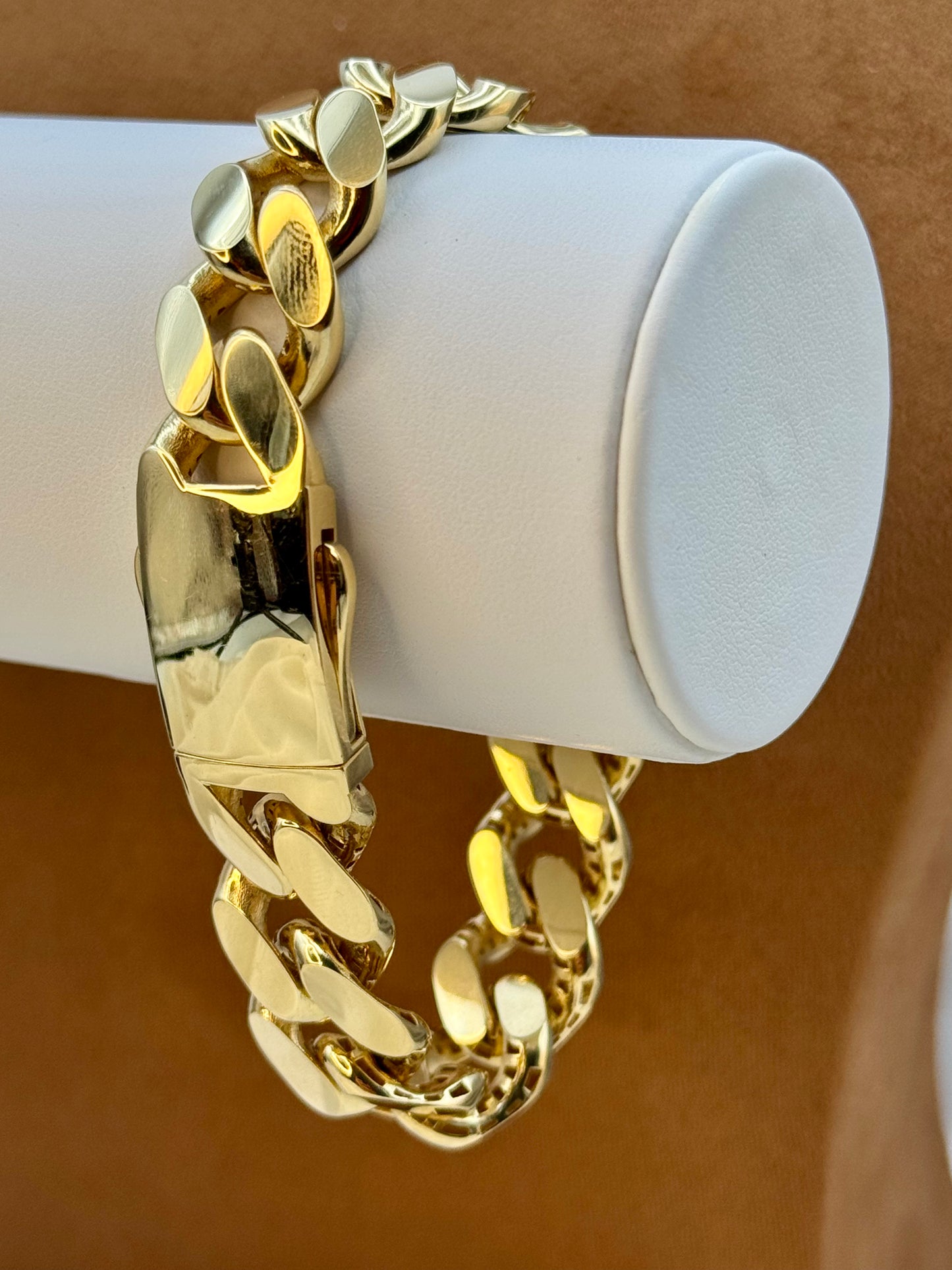 18K Solid Gold Monaco Cuban Bracelet – Chunky Miami Style Bracelet for Men.