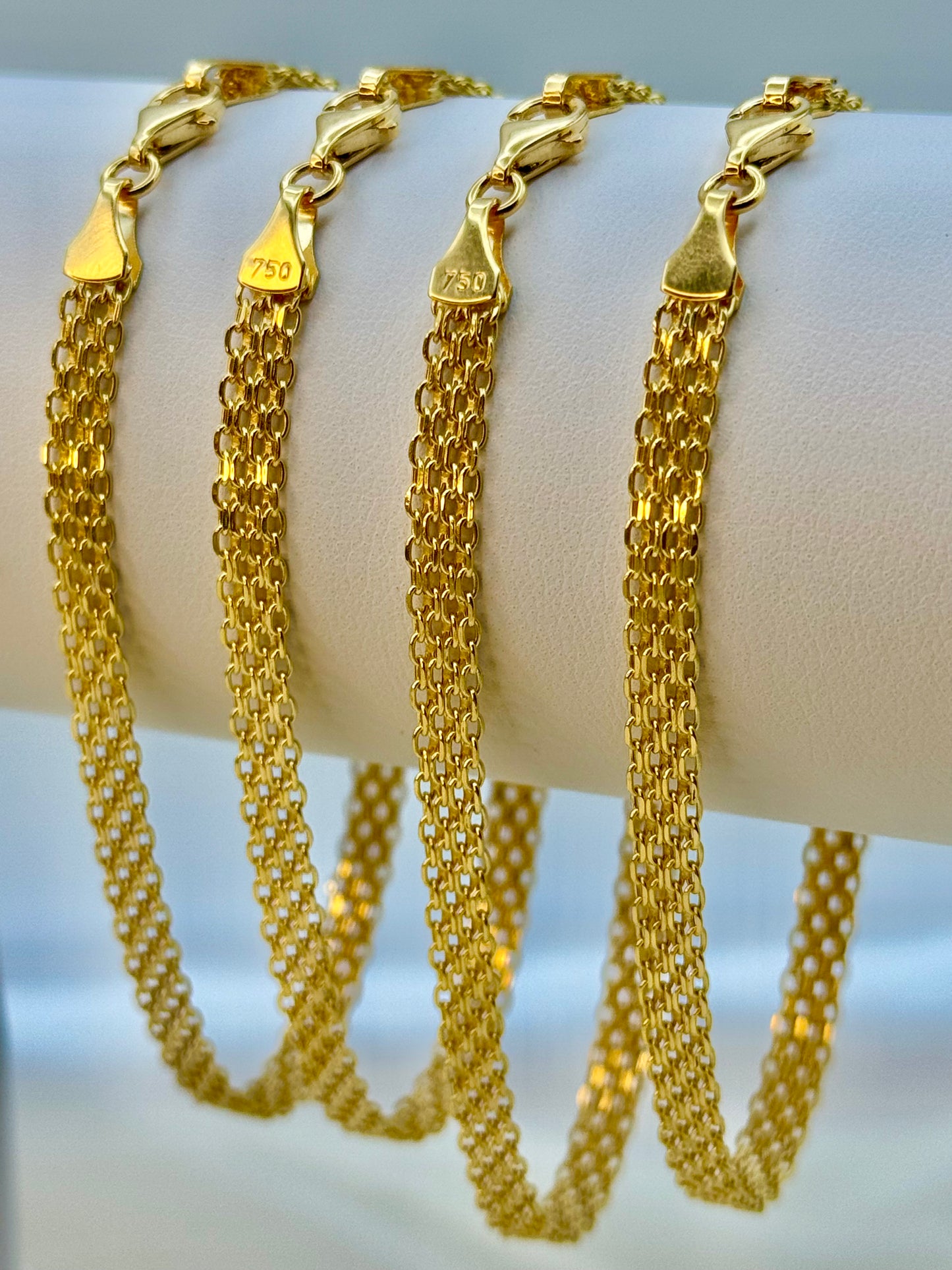 18K Gold Bismarck Chain Bracelet – 4.4mm Link Bracelet for Men & Women | Elegant Unisex Jewelry Gift for Birthday, Anniversary, or Special Occasion