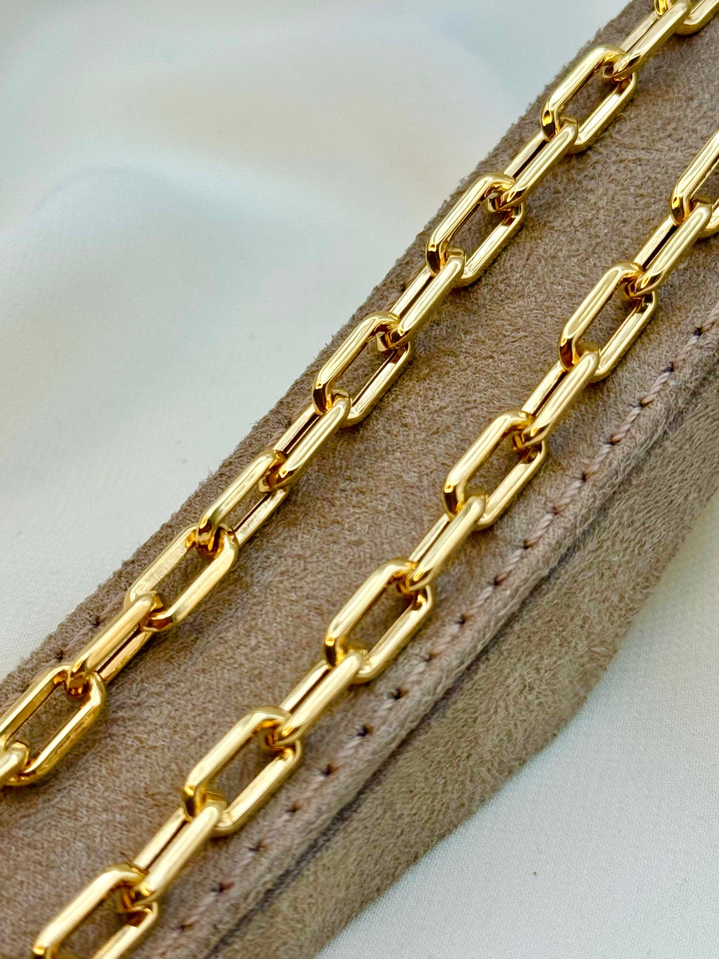 18k Gold Paperclip Necklace, 6MM Thickness, 18k paper clip chain, 18k Real Gold paperclip chain necklace, oval link, For Gift.