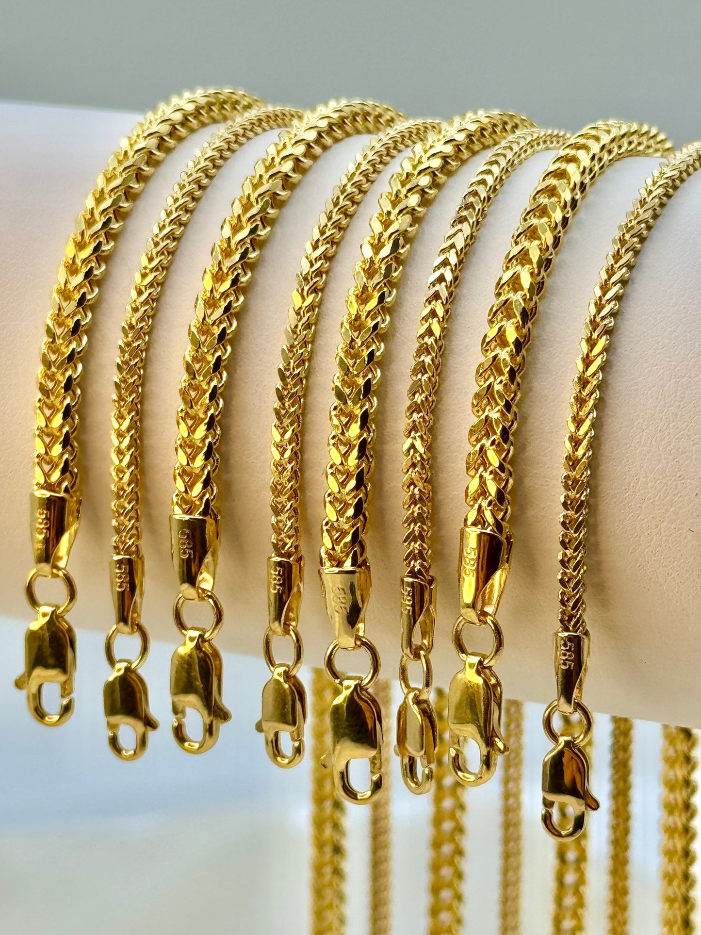 14K Real Gold Franco Chain Diamond Cut Bracelet – 7.5", 4mm Width, For Him & Her, Unique Birthday Gift