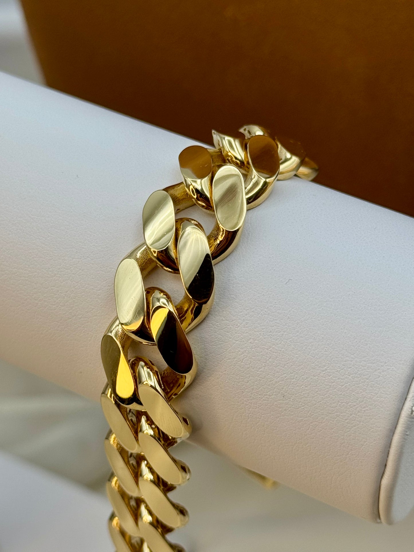 18K Solid Gold Monaco Cuban Bracelet – Chunky Miami Style Bracelet for Men.