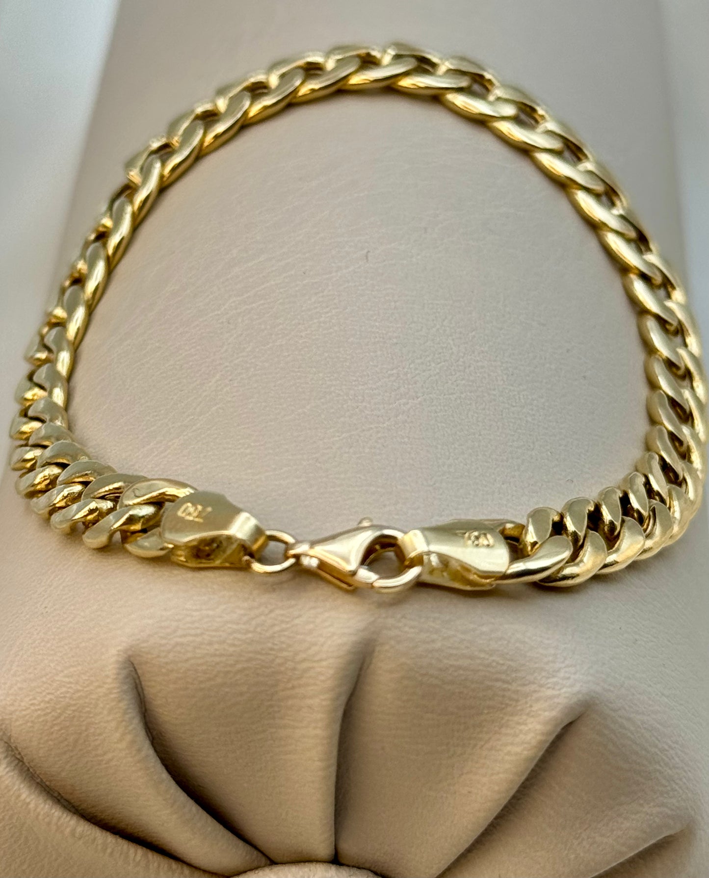 18K Gold Curb Bracelet, 6MM, Cuban Chain Bracelet-18K Curb Link Bracelet for Men & Women- Real 18k Gold- 7.5"Length - Birthday Gift.